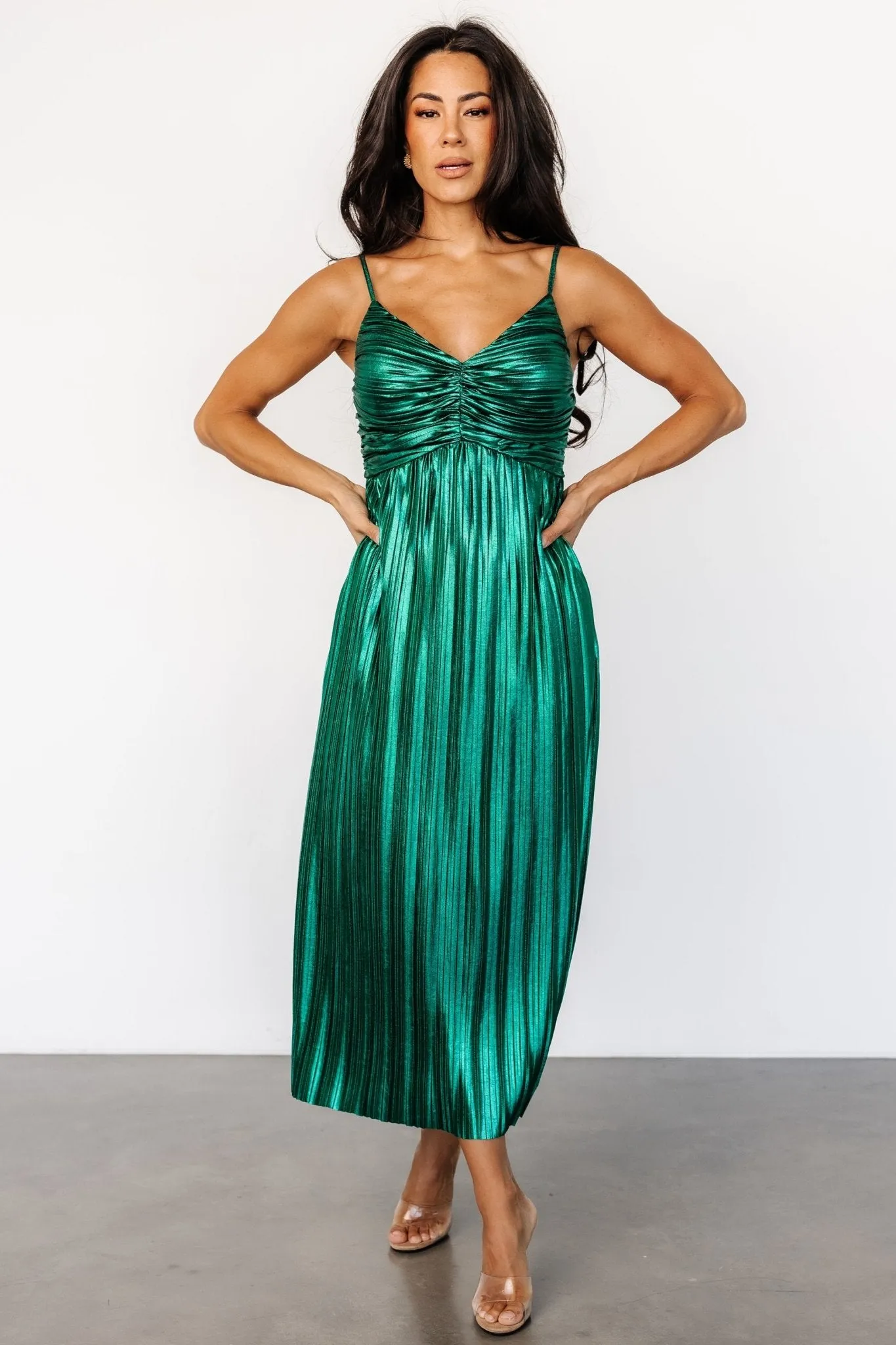 Cecilia Pleated Dress | Emerald sold by Baltic Born product image thumbnail 4