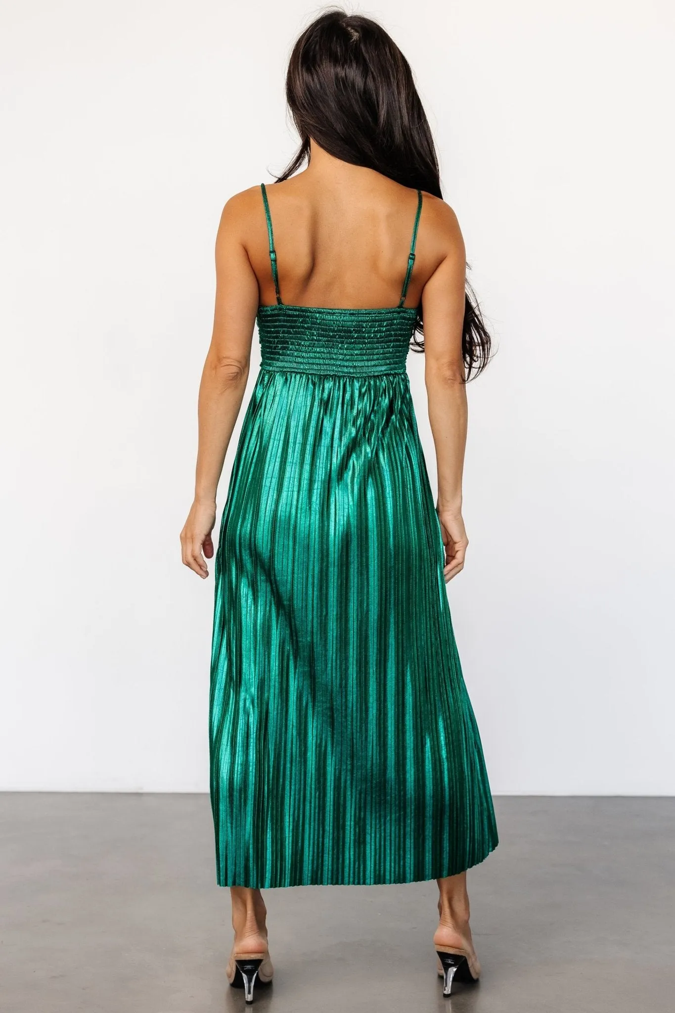 Cecilia Pleated Dress | Emerald sold by Baltic Born product image thumbnail 5