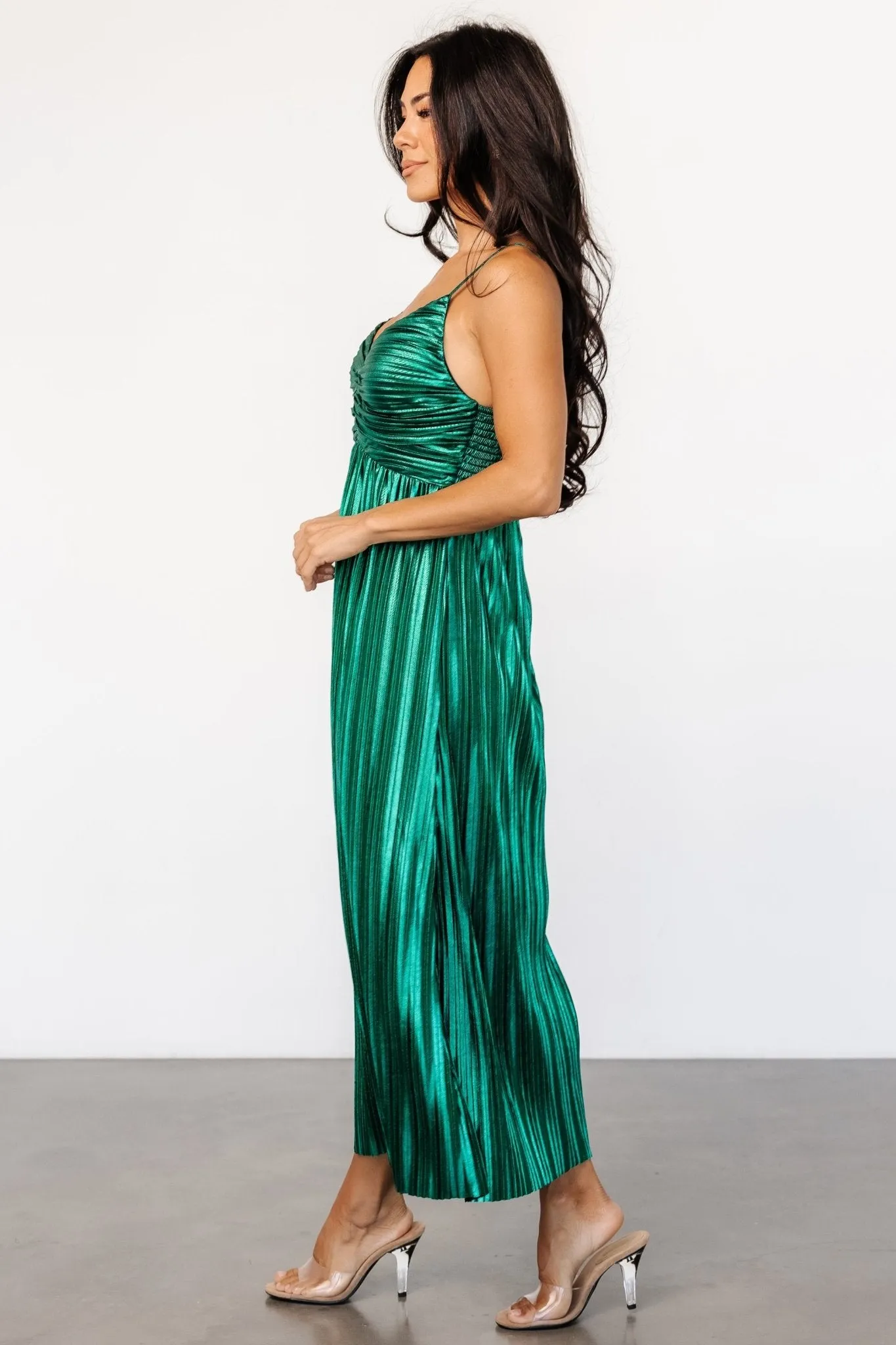 Cecilia Pleated Dress | Emerald sold by Baltic Born product image thumbnail 3