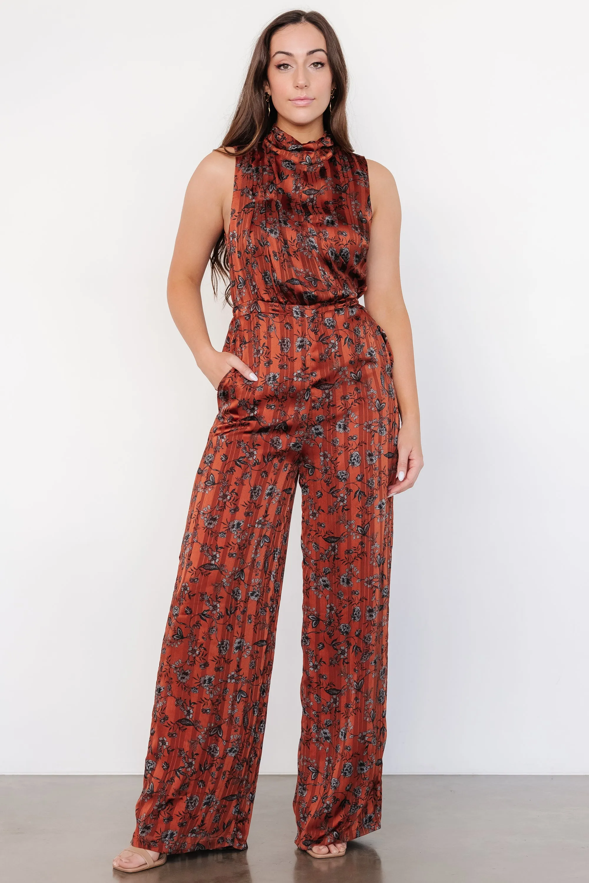 Suni Sleeveless Jumpsuit | Copper + Slate Floral sold by Baltic Born product image thumbnail 4