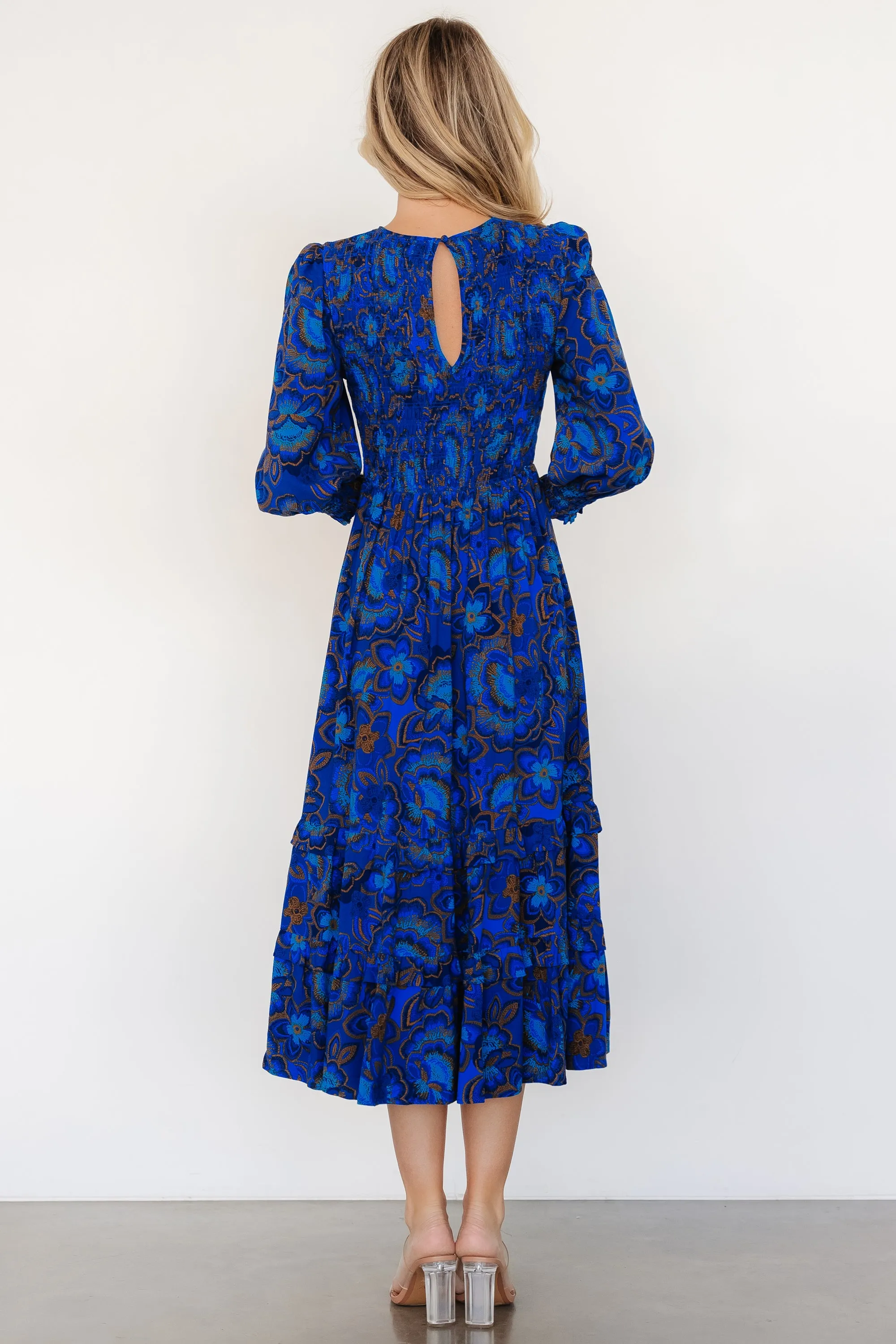 Andersen Smocked Midi Dress | Cobalt Floral sold by Baltic Born product image thumbnail 4
