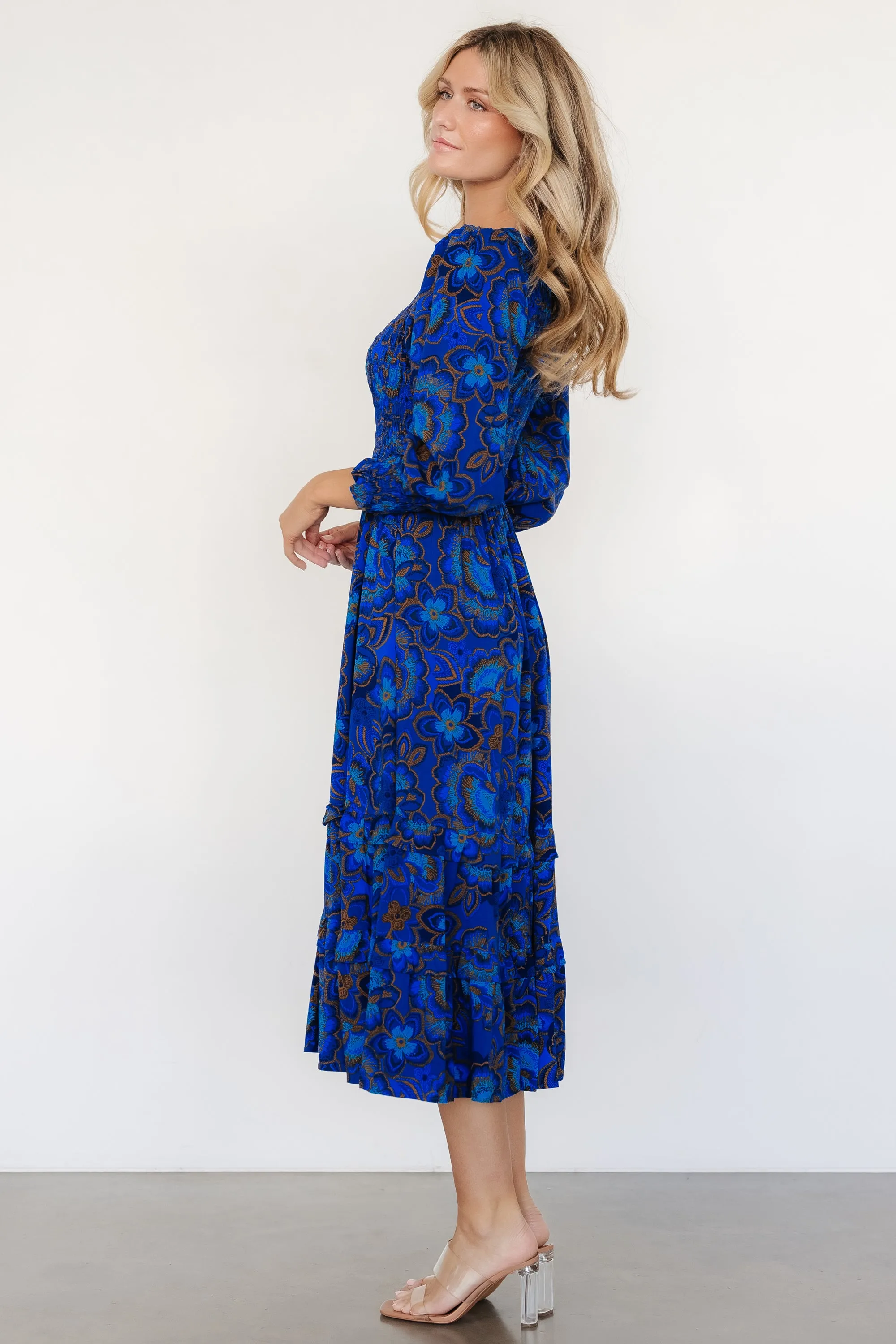 Andersen Smocked Midi Dress | Cobalt Floral sold by Baltic Born product image thumbnail 3