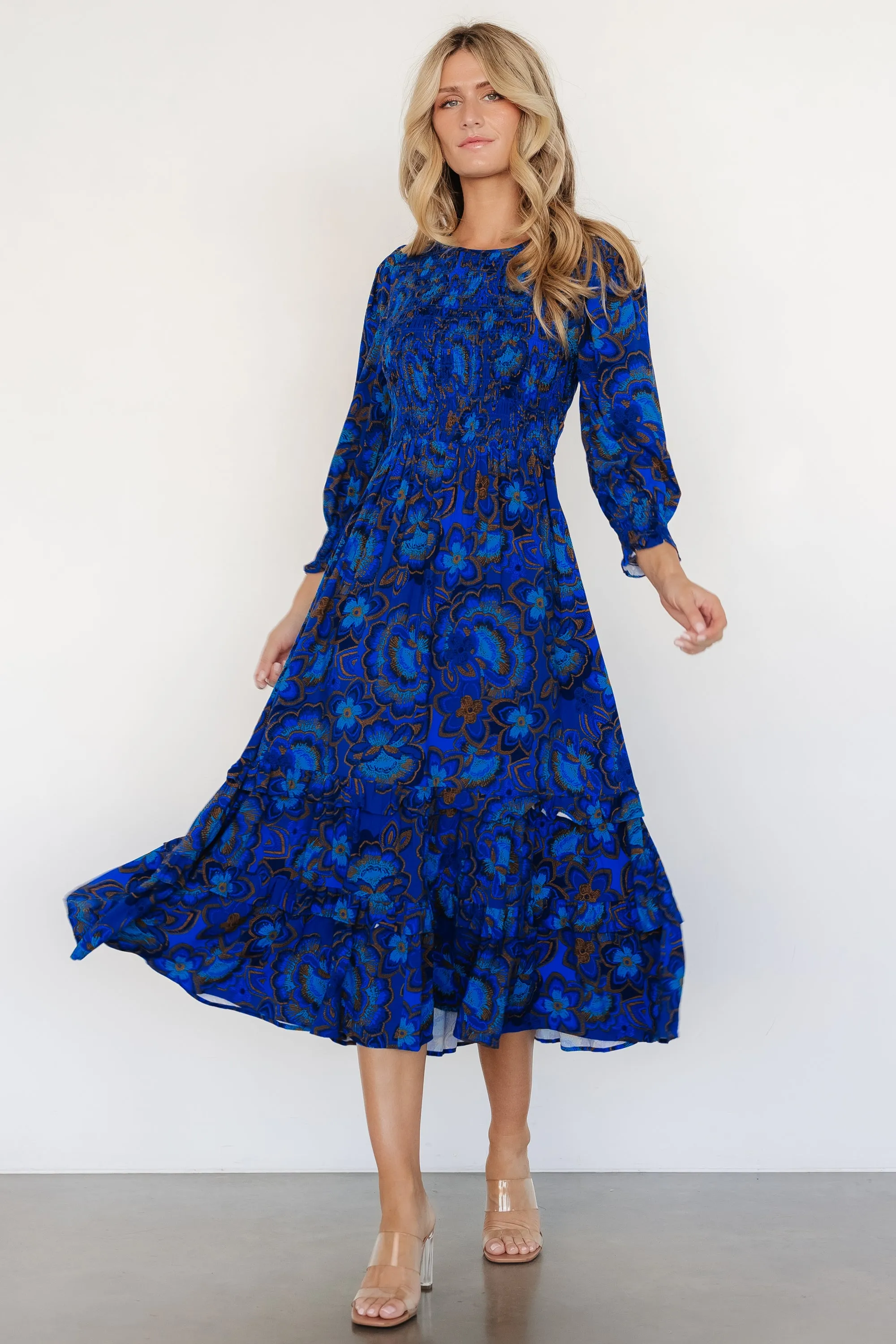 Andersen Smocked Midi Dress | Cobalt Floral sold by Baltic Born product image thumbnail 5