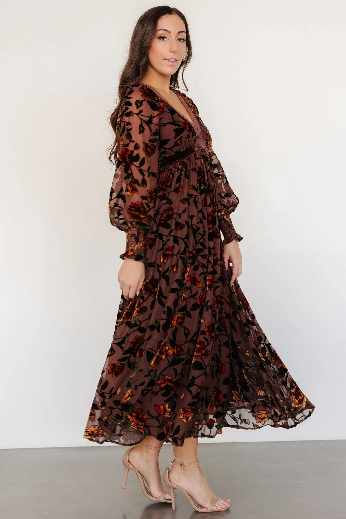 Adele Velvet Dress | Clove + Amber Floral sold by Baltic Born product image thumbnail 3