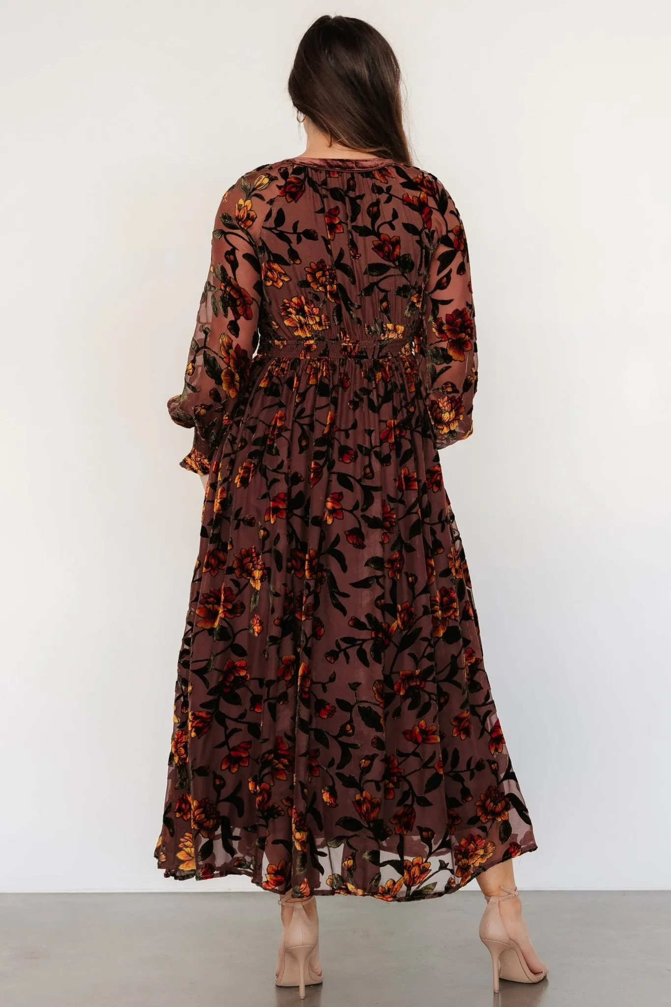 Adele Velvet Dress | Clove + Amber Floral sold by Baltic Born product image thumbnail 4