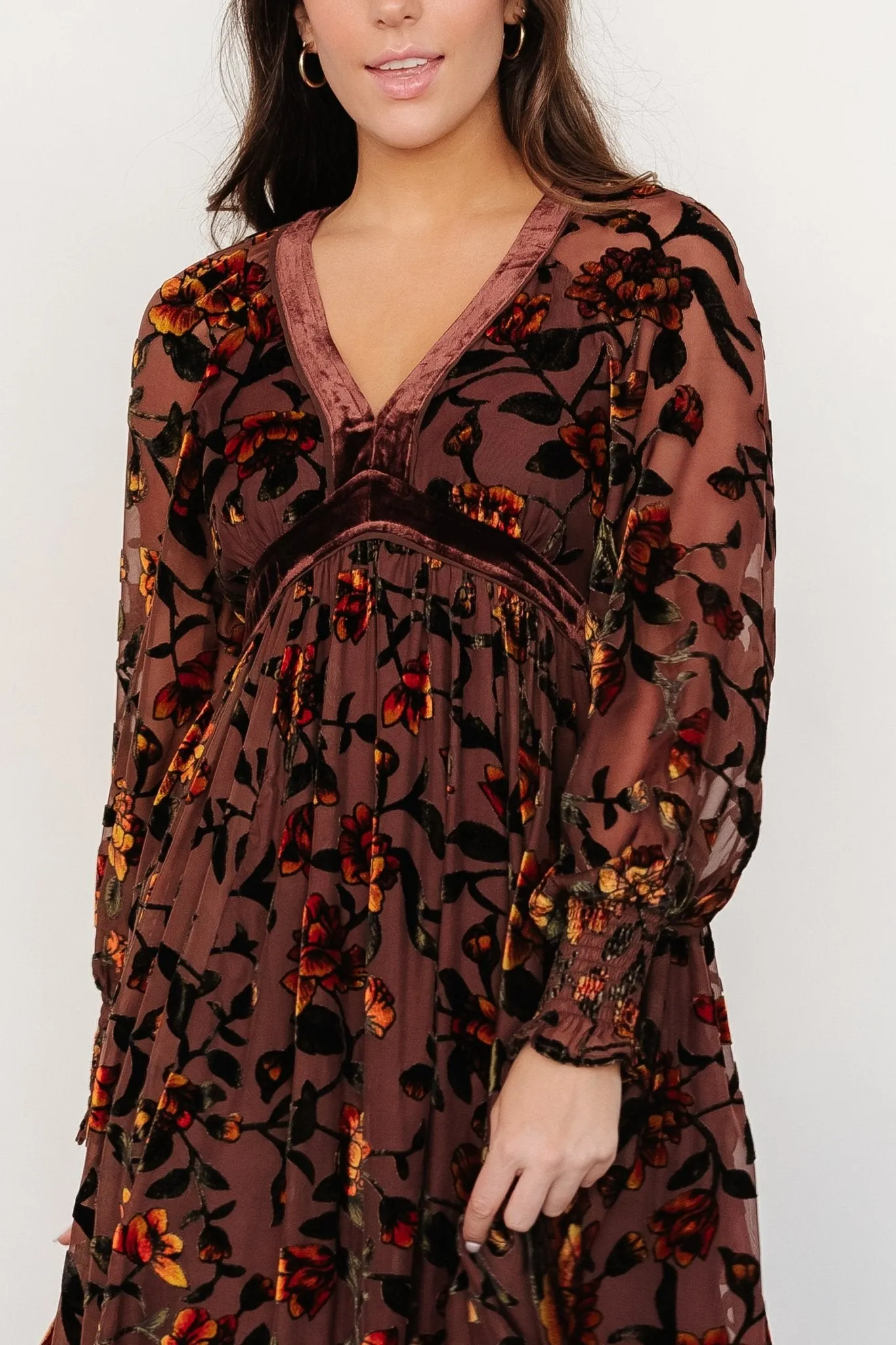 Adele Velvet Dress | Clove + Amber Floral sold by Baltic Born product image thumbnail 2