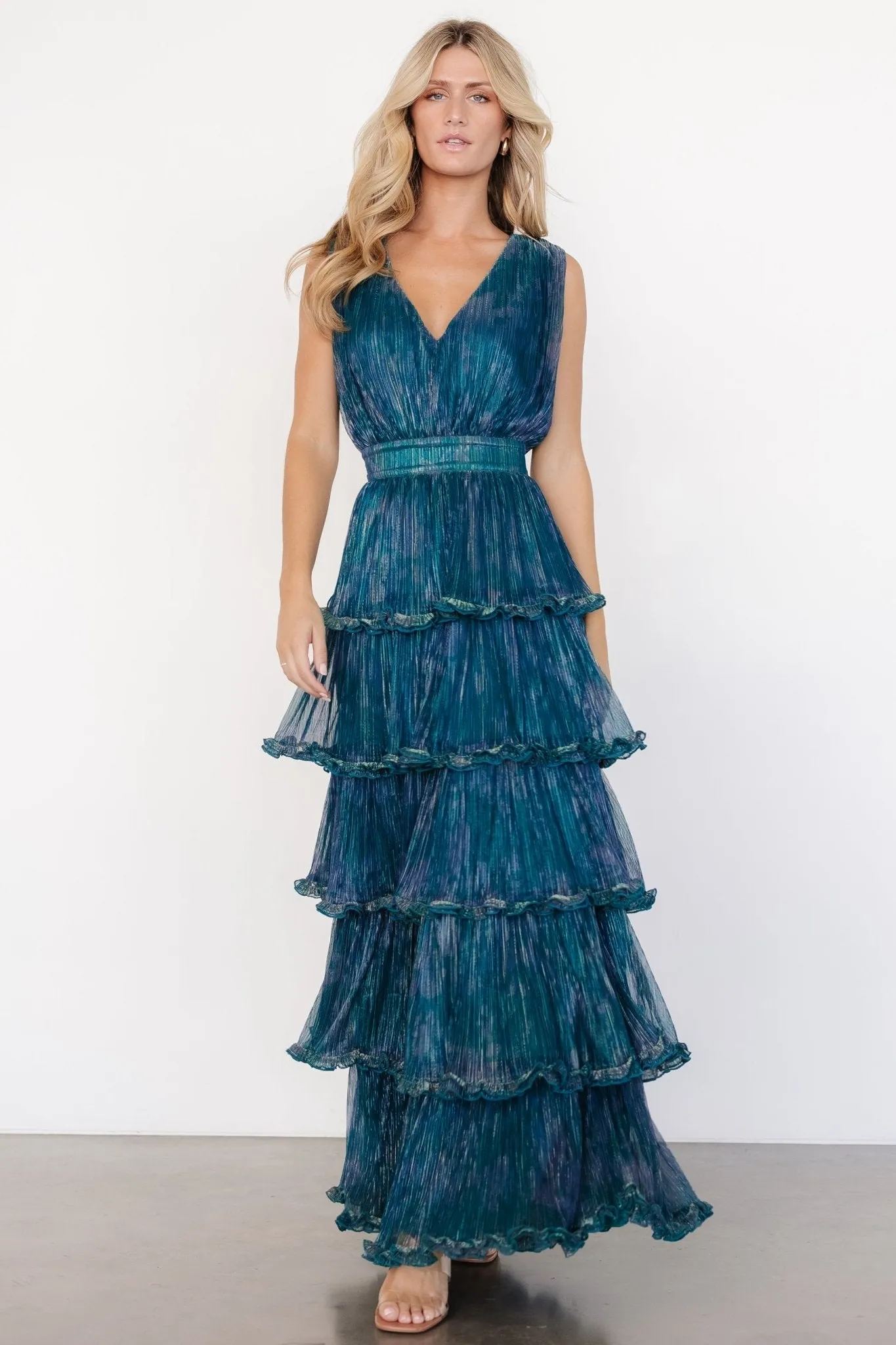 Quentin Shimmer Dress | Teal + Purple sold by Baltic Born product image thumbnail 5