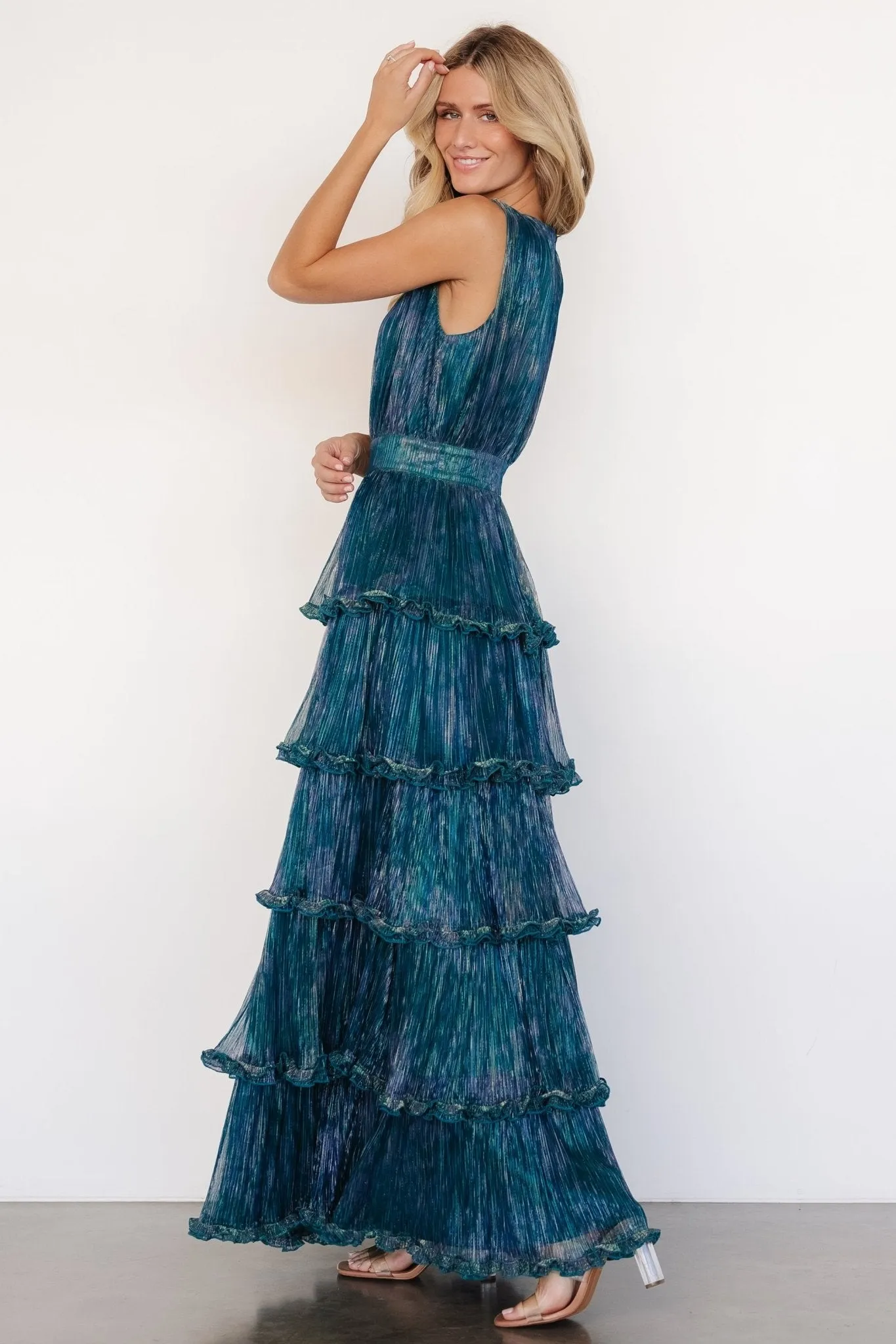 Quentin Shimmer Dress | Teal + Purple sold by Baltic Born product image thumbnail 3