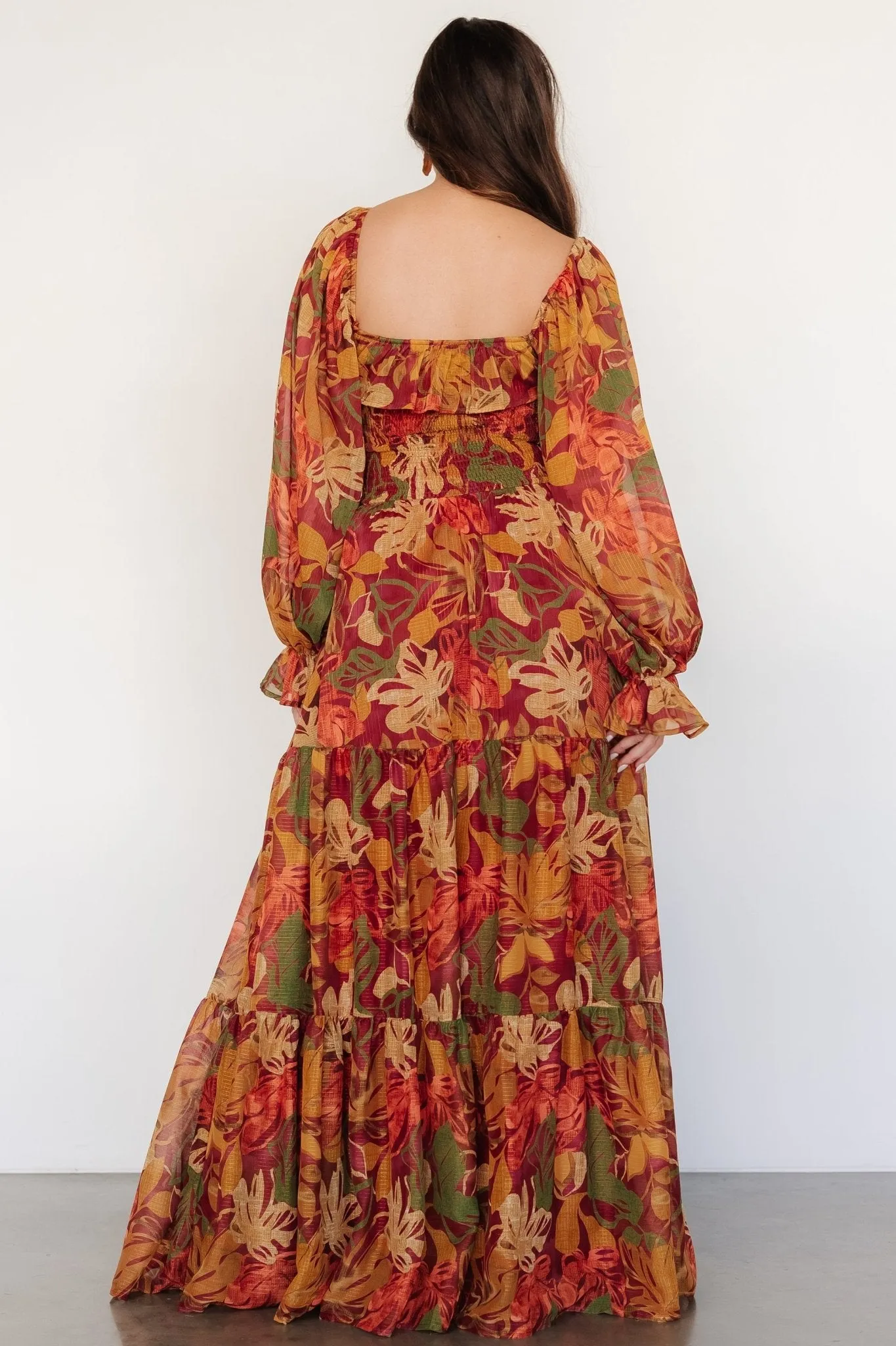 Isadora Tiered Dress | Rust Multi Floral sold by Baltic Born product image thumbnail 4
