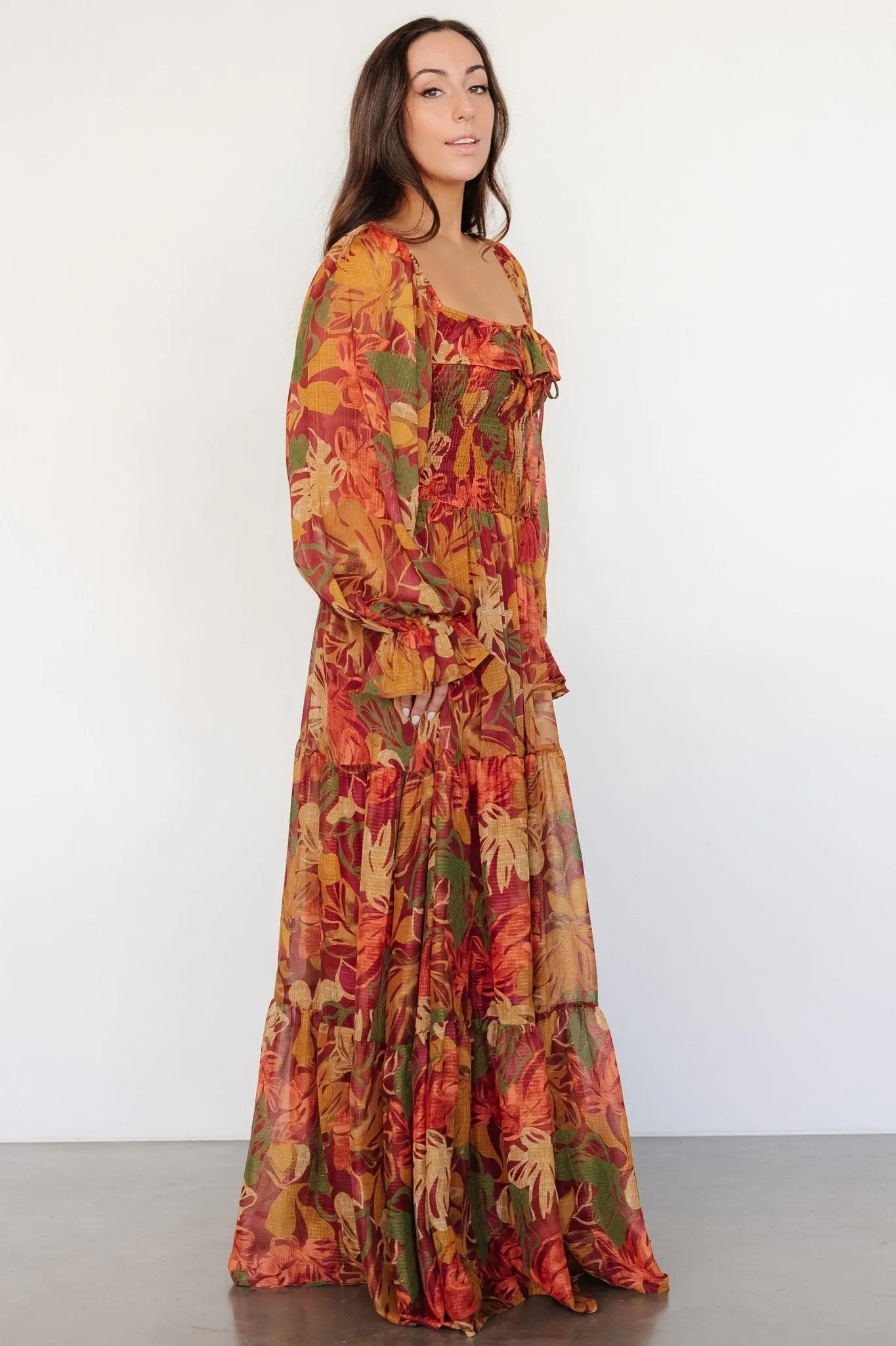 Isadora Tiered Dress | Rust Multi Floral sold by Baltic Born product image thumbnail 5