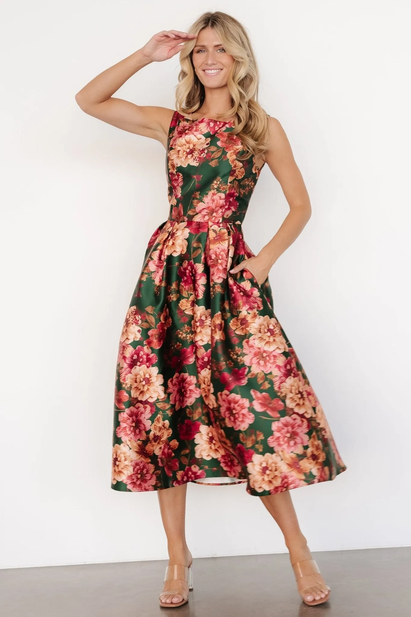 Wendy Sleeveless Dress | Emerald Multi Floral sold by Baltic Born