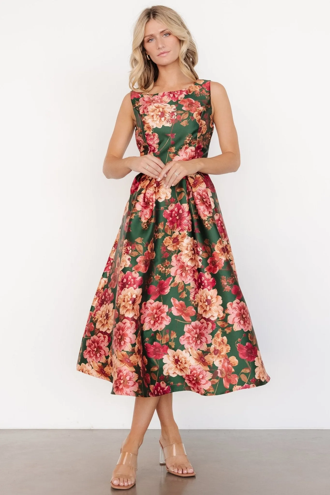 Wendy Sleeveless Dress | Emerald Multi Floral sold by Baltic Born product image thumbnail 5