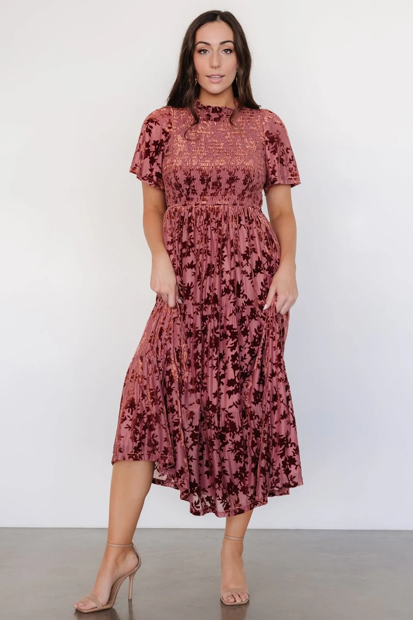 Callen Smocked Velvet Dress | Dusty Clove sold by Baltic Born product image thumbnail 5