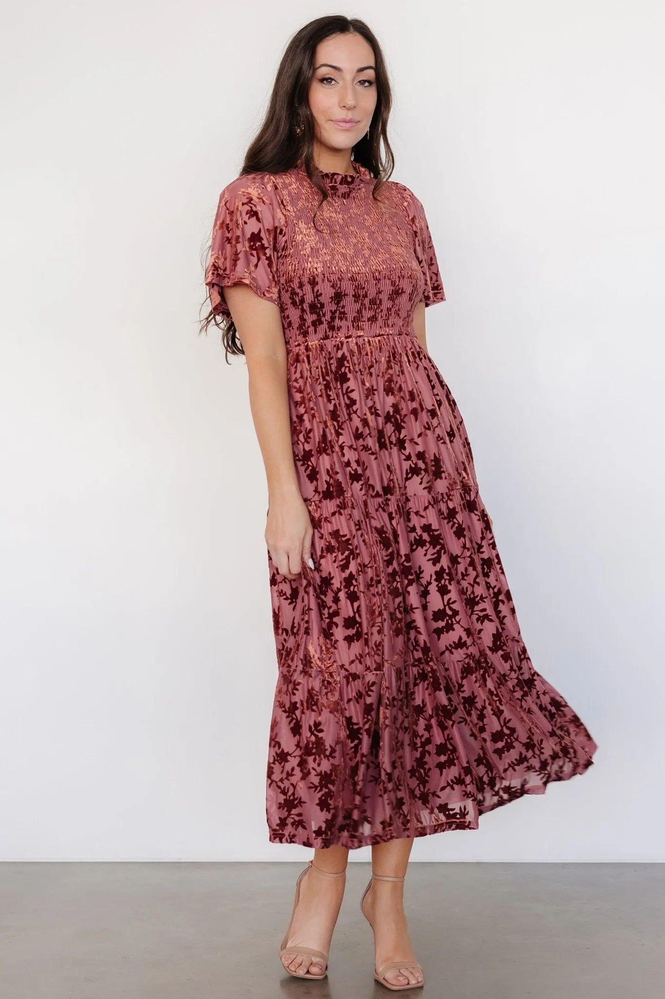 Callen Smocked Velvet Dress | Dusty Clove sold by Baltic Born product image thumbnail 3