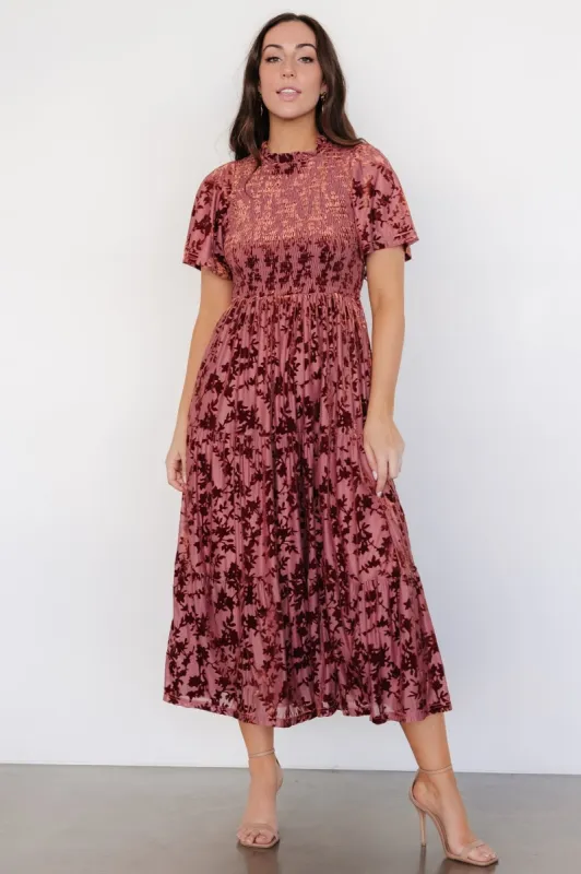 Callen Smocked Velvet Dress | Dusty Clove sold by Baltic Born