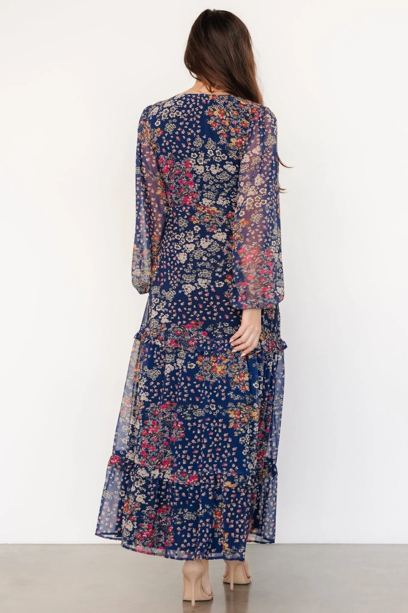 Bowman Deep V Maxi Dress | Dark Blue Multi sold by Baltic Born product image thumbnail 5