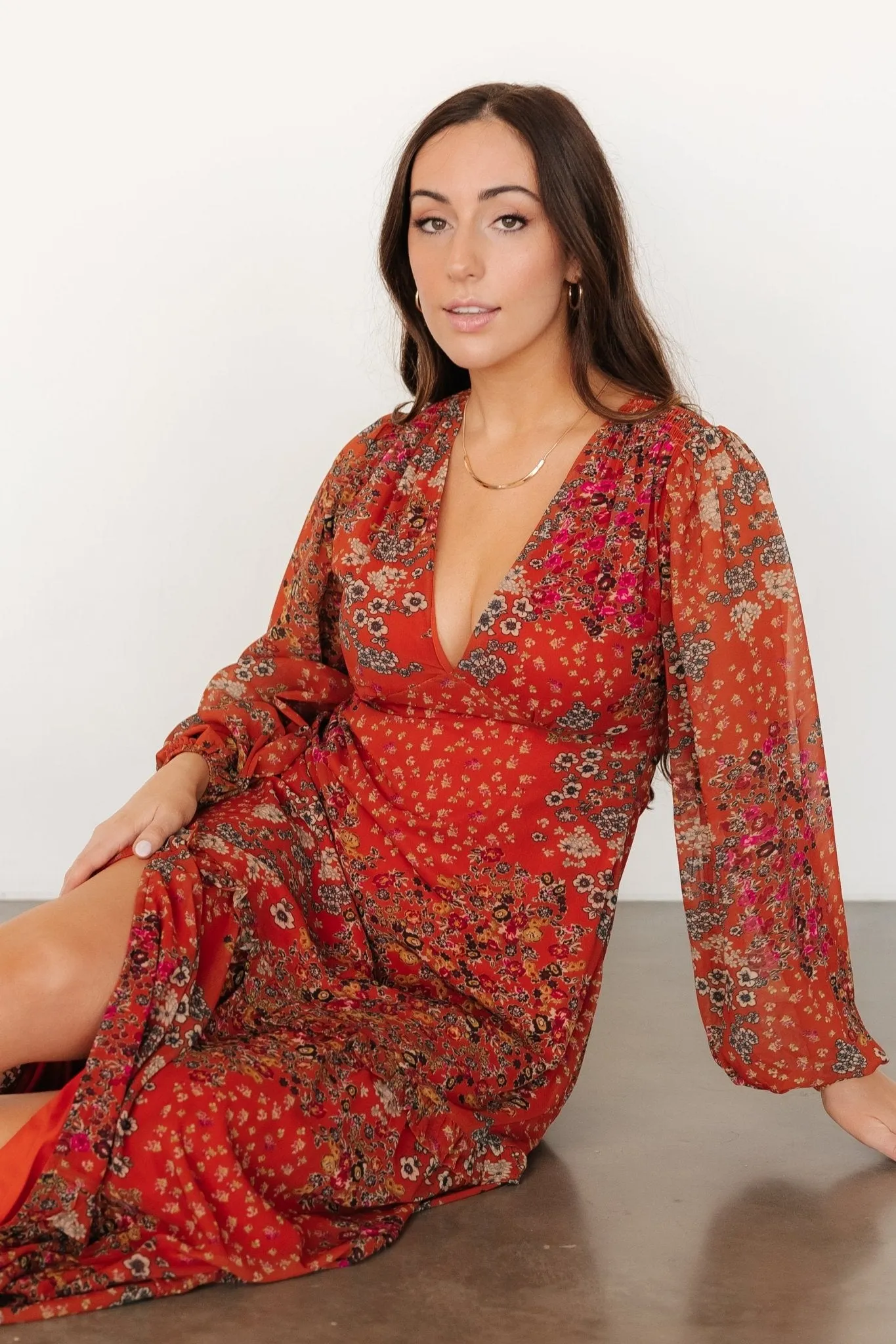 Bowman Deep V Maxi Dress | Rust Multi sold by Baltic Born product image thumbnail 2