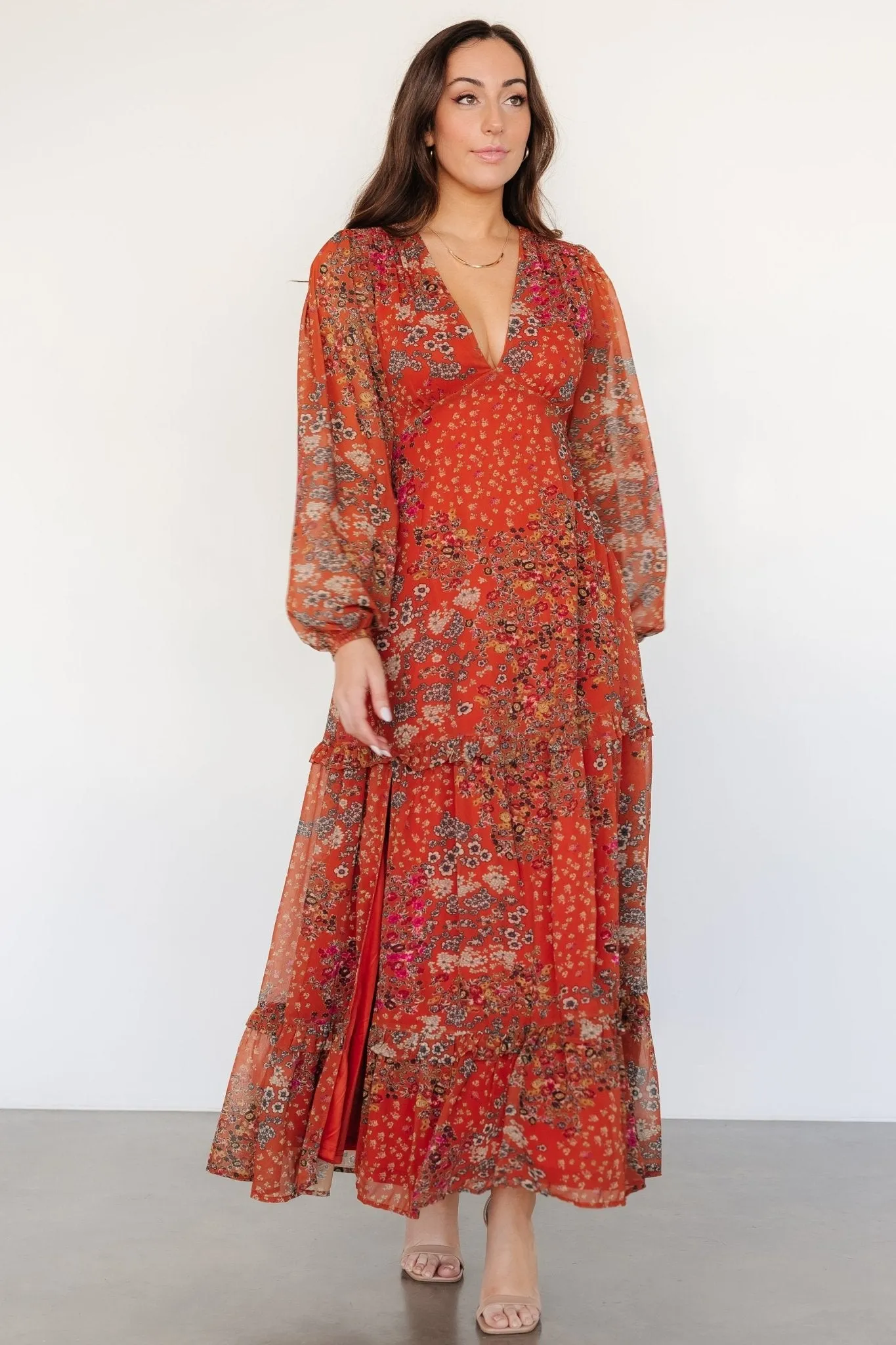 Bowman Deep V Maxi Dress | Rust Multi sold by Baltic Born product image thumbnail 3