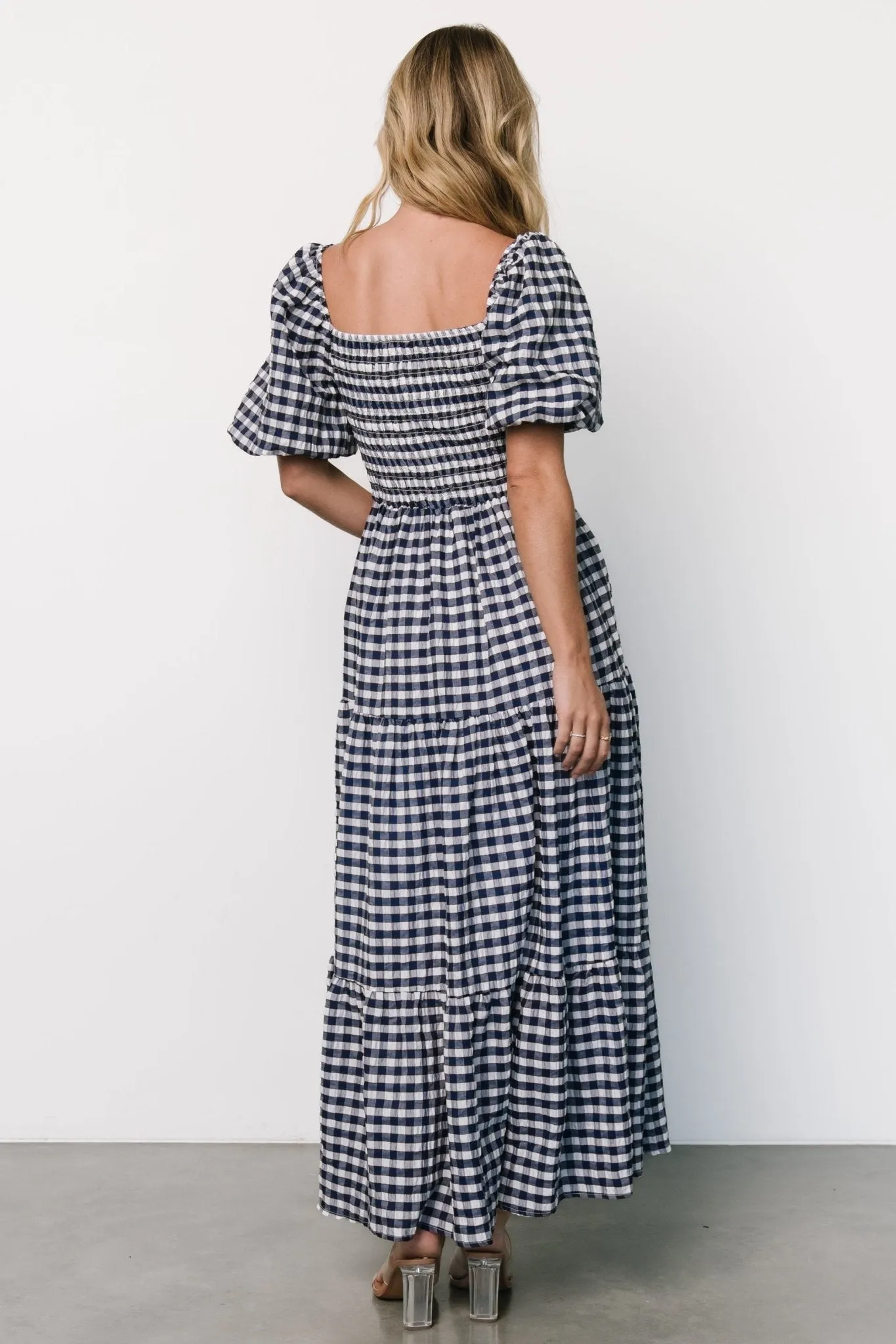 Lyndy Smocked Dress | Off White + Blue Gingham sold by Baltic Born product image thumbnail 4