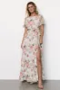 Naomi Short Sleeve Maxi Dress | Ivory + Coral Floral sold by Baltic Born