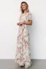 Naomi Short Sleeve Maxi Dress | Ivory + Coral Floral sold by Baltic Born