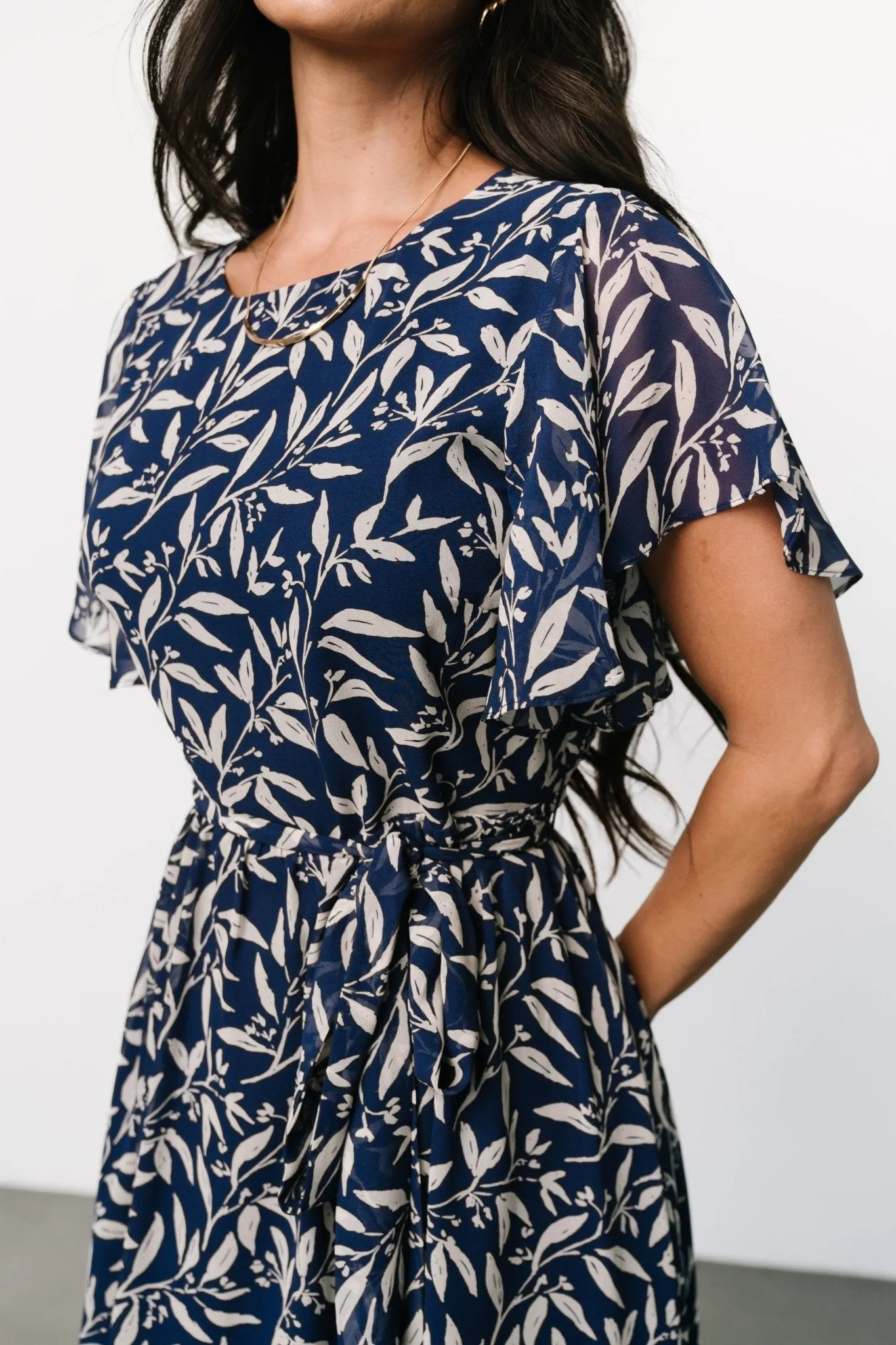 Laurel Midi Dress | Blue + Gray Floral sold by Baltic Born product image thumbnail 2