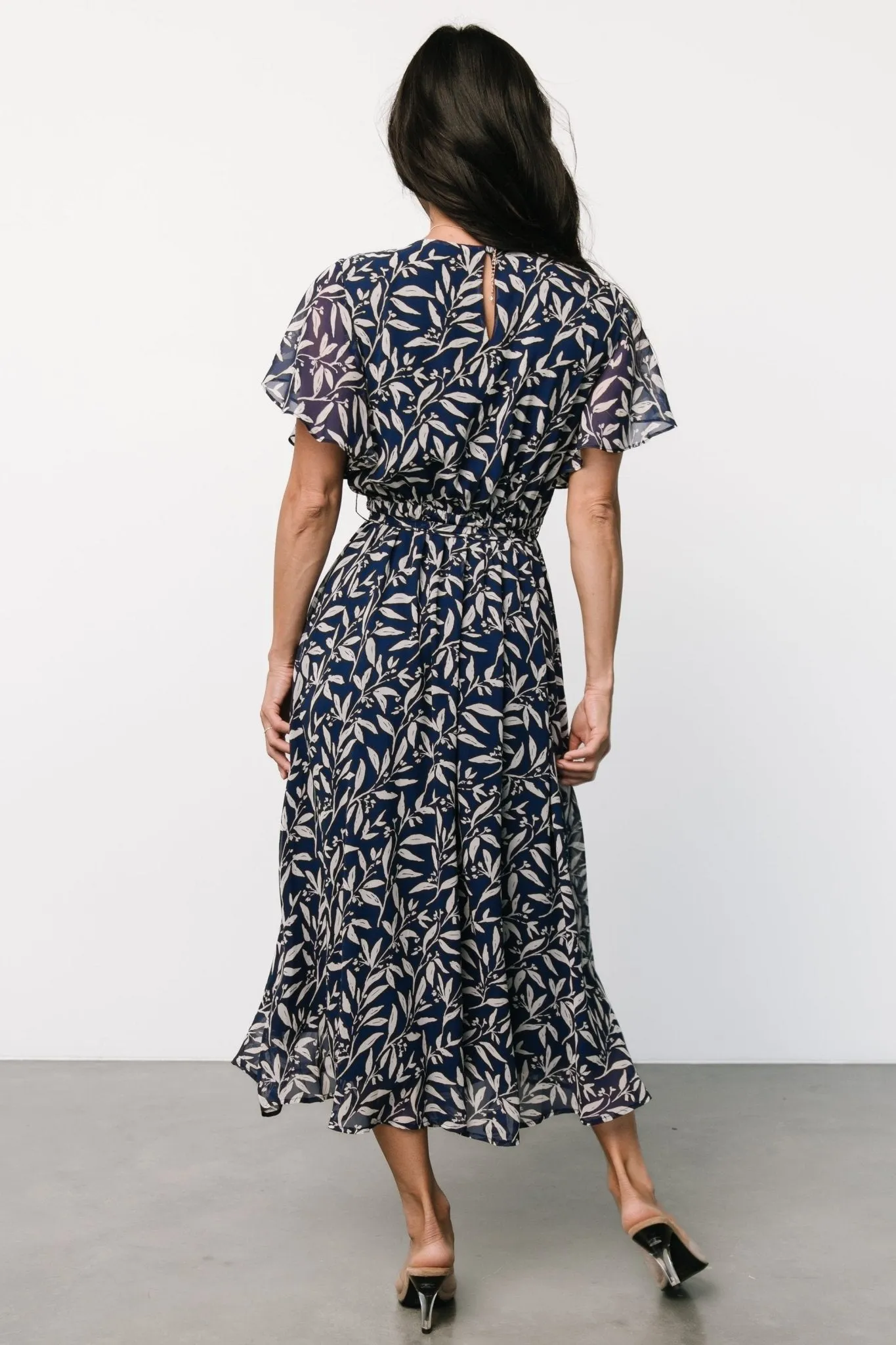 Laurel Midi Dress | Blue + Gray Floral sold by Baltic Born product image thumbnail 5