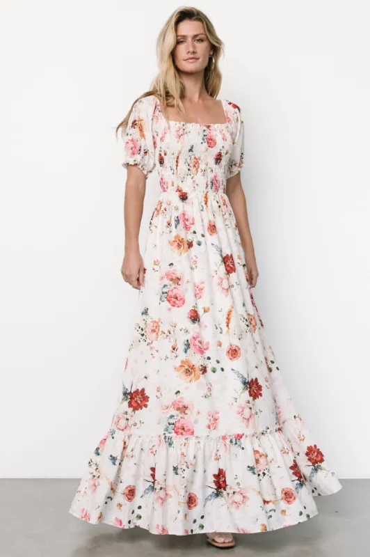 Capri Smocked Maxi Dress | Multi Floral sold by Baltic Born