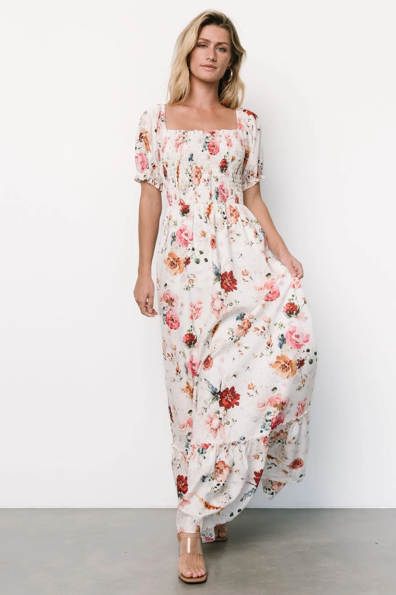 Capri Smocked Maxi Dress | Multi Floral sold by Baltic Born product image thumbnail 3