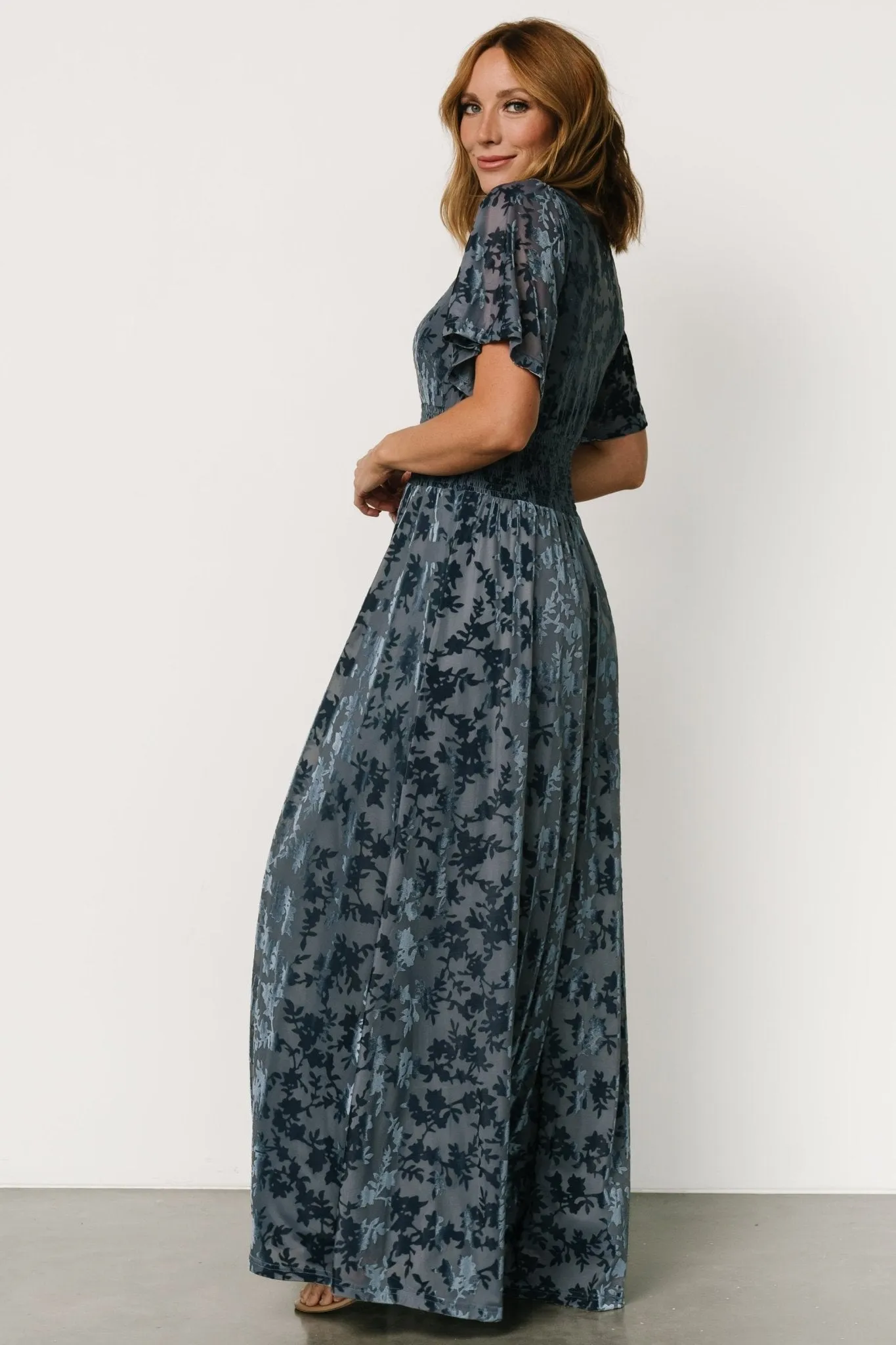 Veronica Velvet Maxi Dress | Whisper Blue sold by Baltic Born product image thumbnail 5