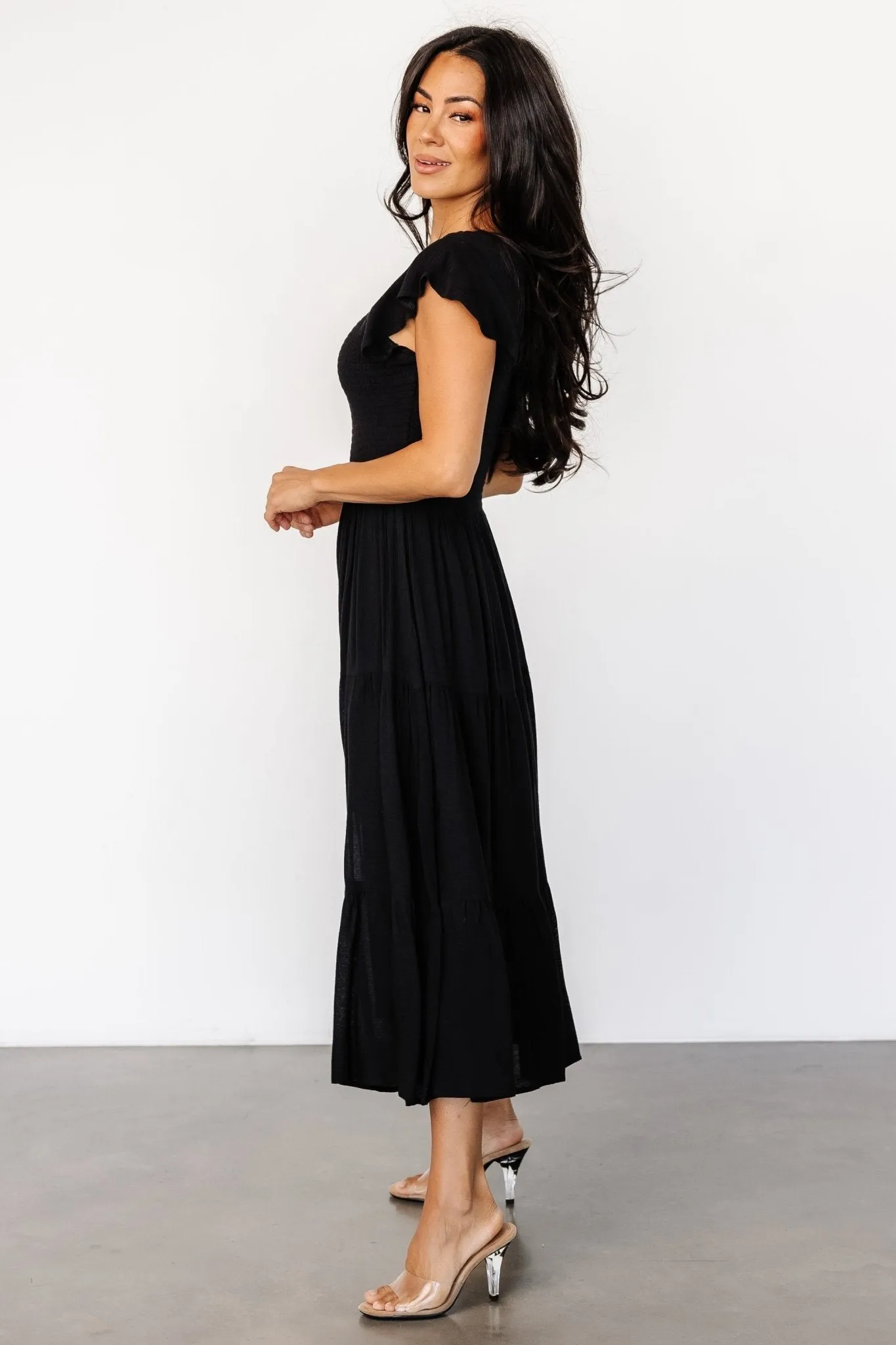 Loretta Smocked Midi Dress | Black sold by Baltic Born product image thumbnail 3
