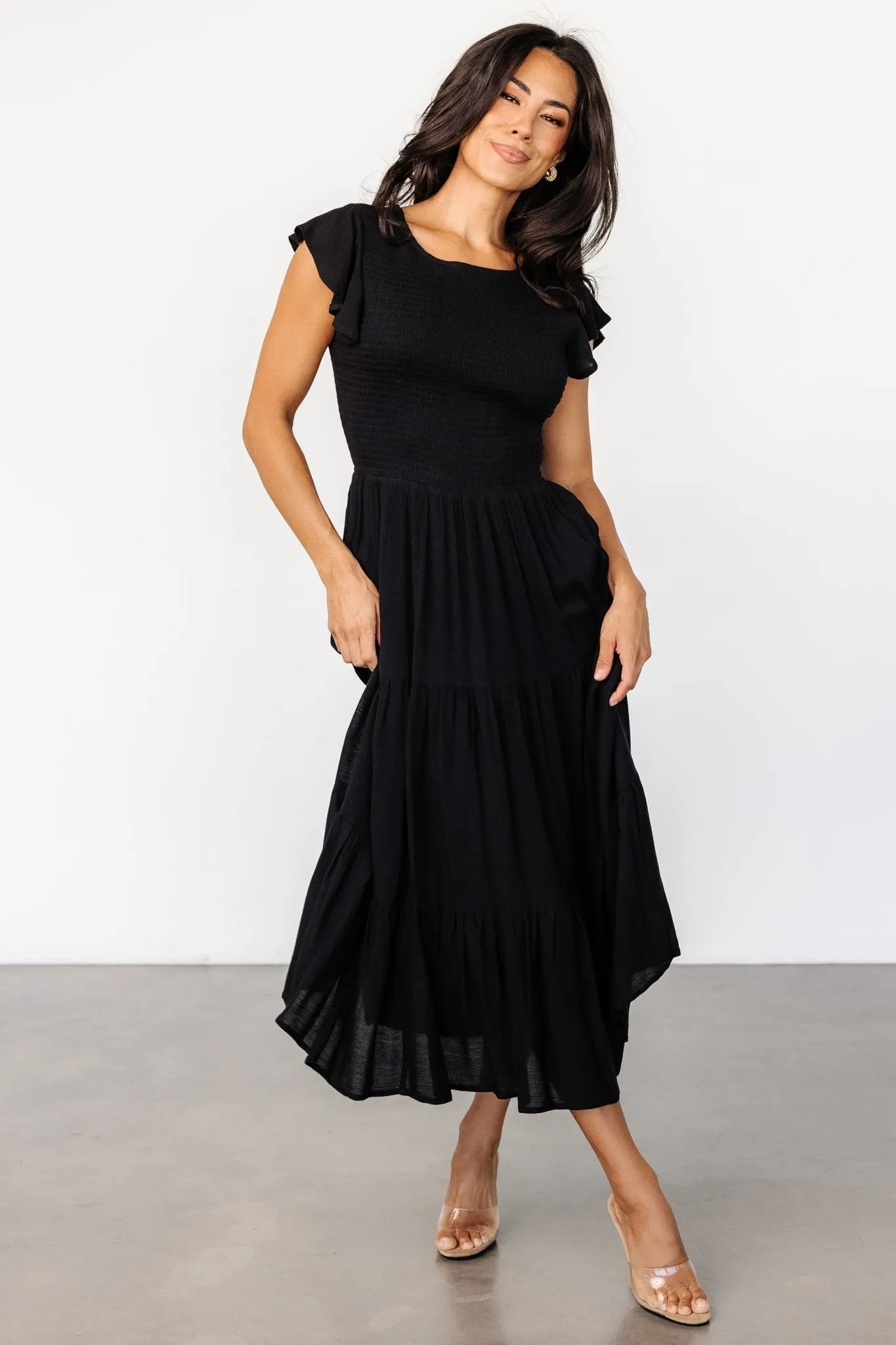 Loretta Smocked Midi Dress | Black sold by Baltic Born product image thumbnail 4