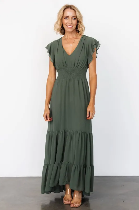 Adelina Maxi Dress | Dark Sage sold by Baltic Born