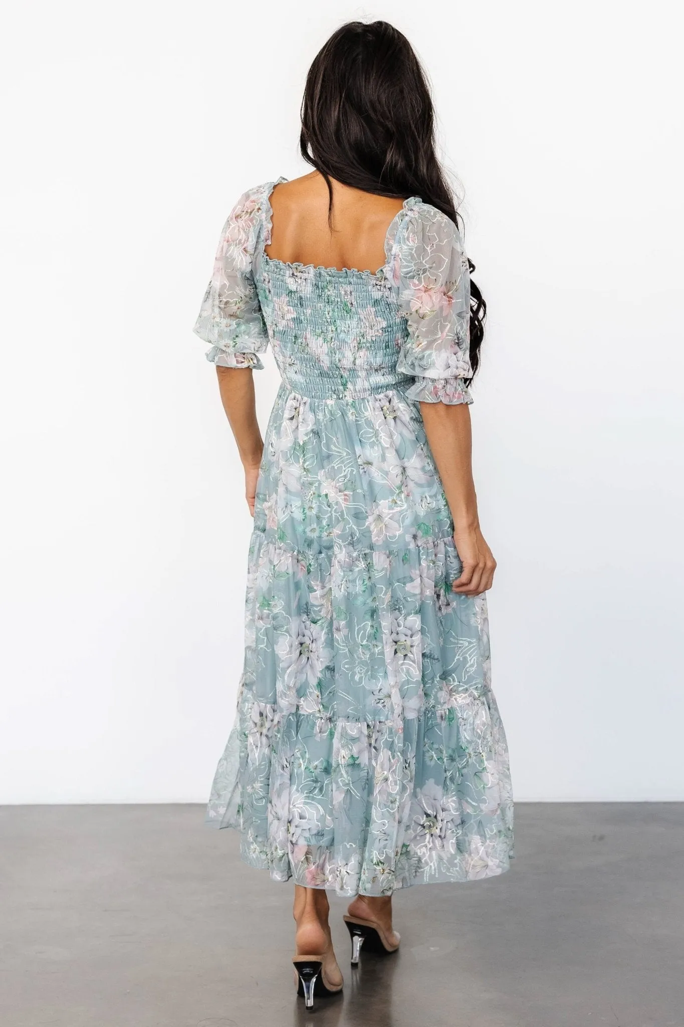 Fabian Jacquard Midi Dress | Light Sage + Blush sold by Baltic Born product image thumbnail 5