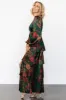 Montrouge Tiered Satin Dress | Emerald Floral sold by Baltic Born
