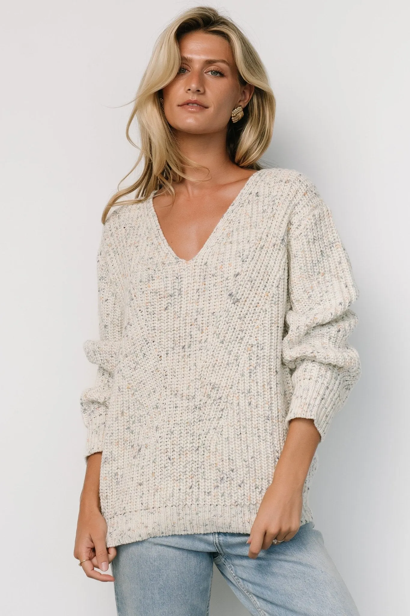 Rosie Knit Sweater | Ivory + Blue Multi sold by Baltic Born