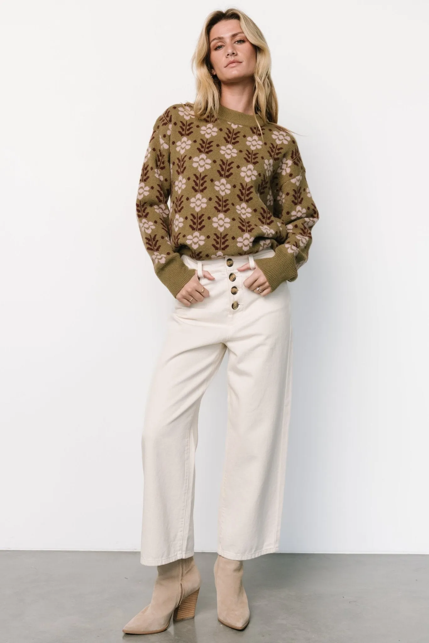 Norris Sweater | Olive Multi Floral sold by Baltic Born product image thumbnail 3