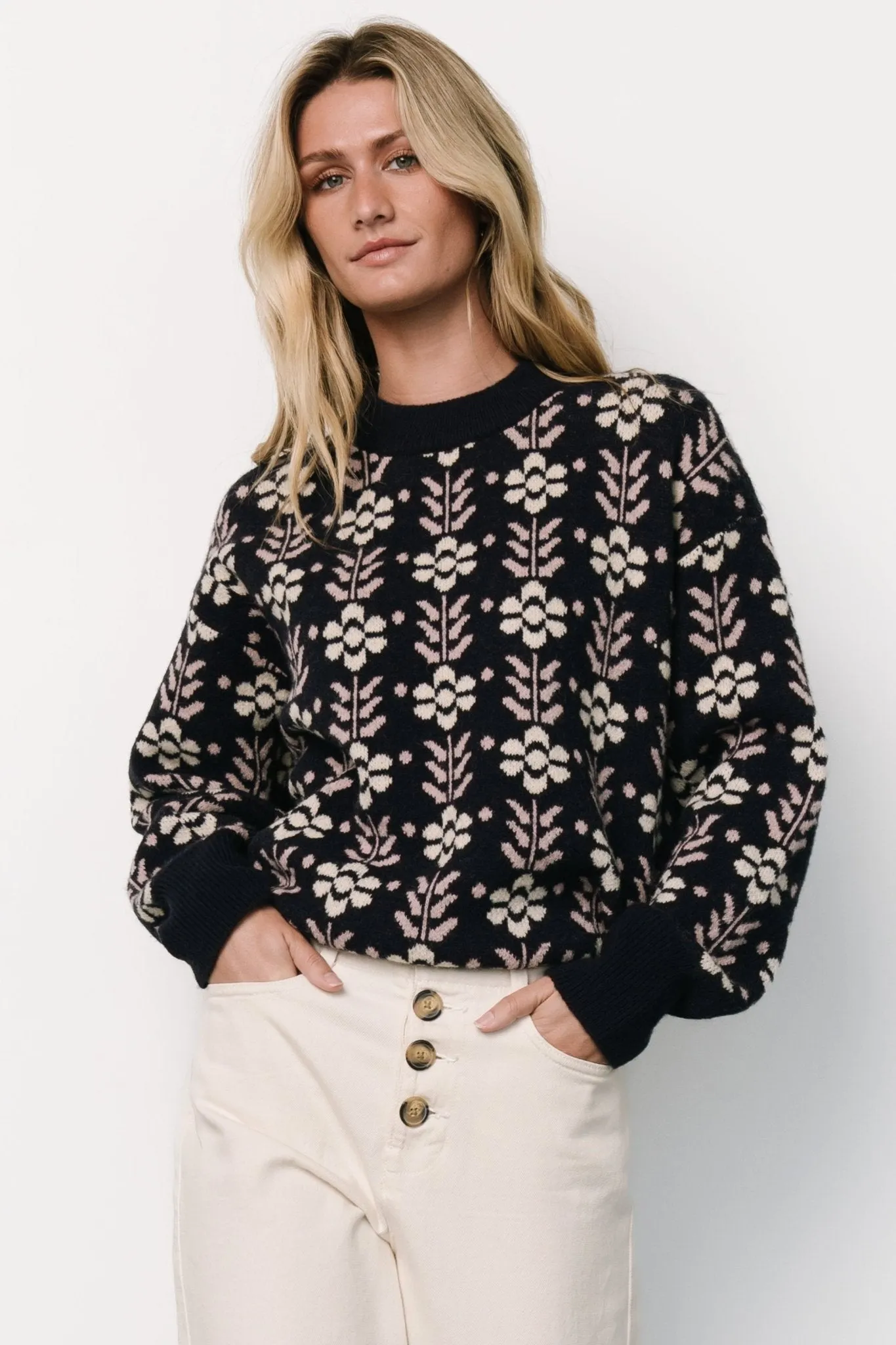 Norris Sweater | Navy Multi Floral sold by Baltic Born product image thumbnail 3