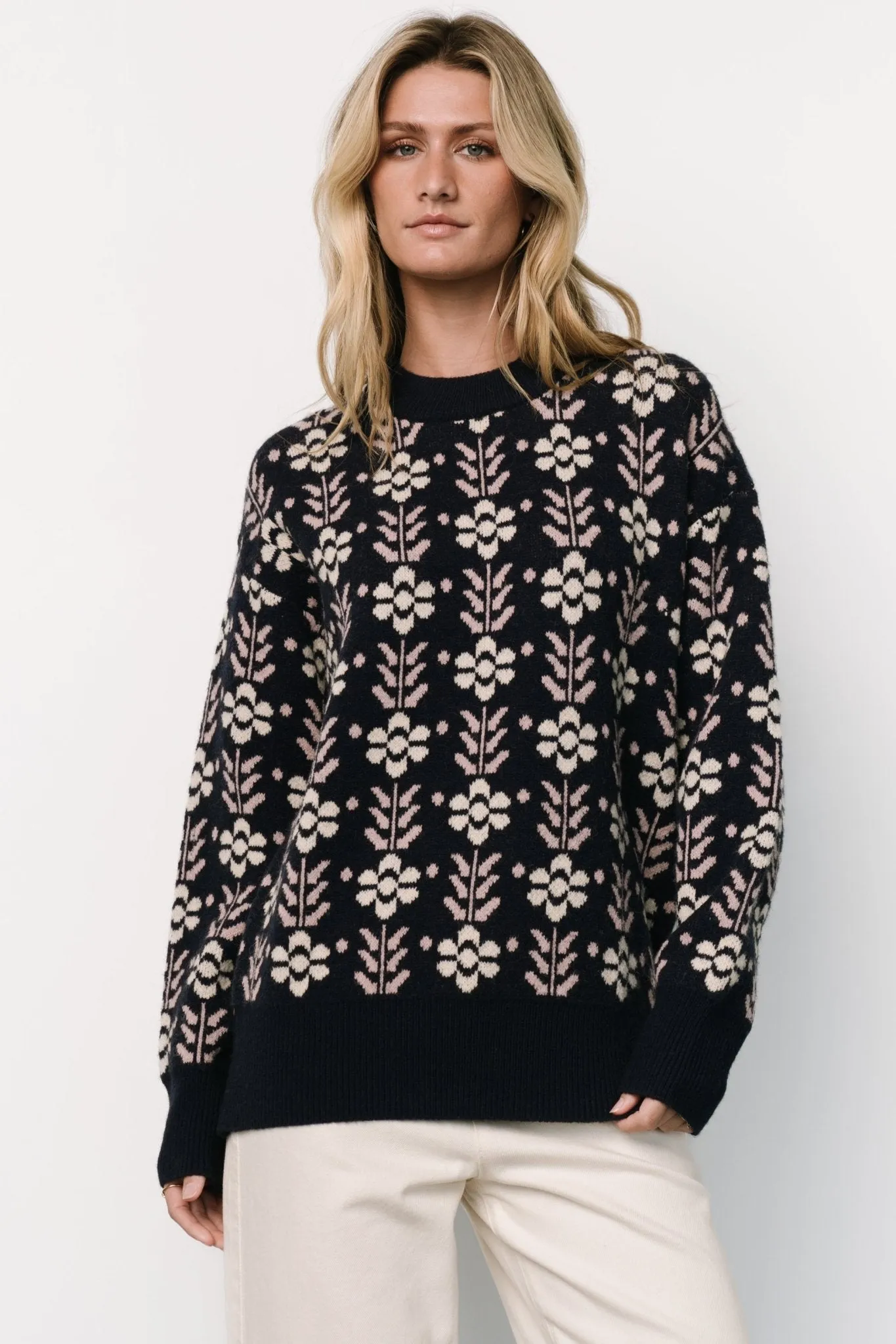 Norris Sweater | Navy Multi Floral sold by Baltic Born