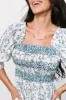 Tulsa Smocked Dress | Off White + Blue sold by Baltic Born