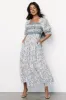 Tulsa Smocked Dress | Off White + Blue sold by Baltic Born