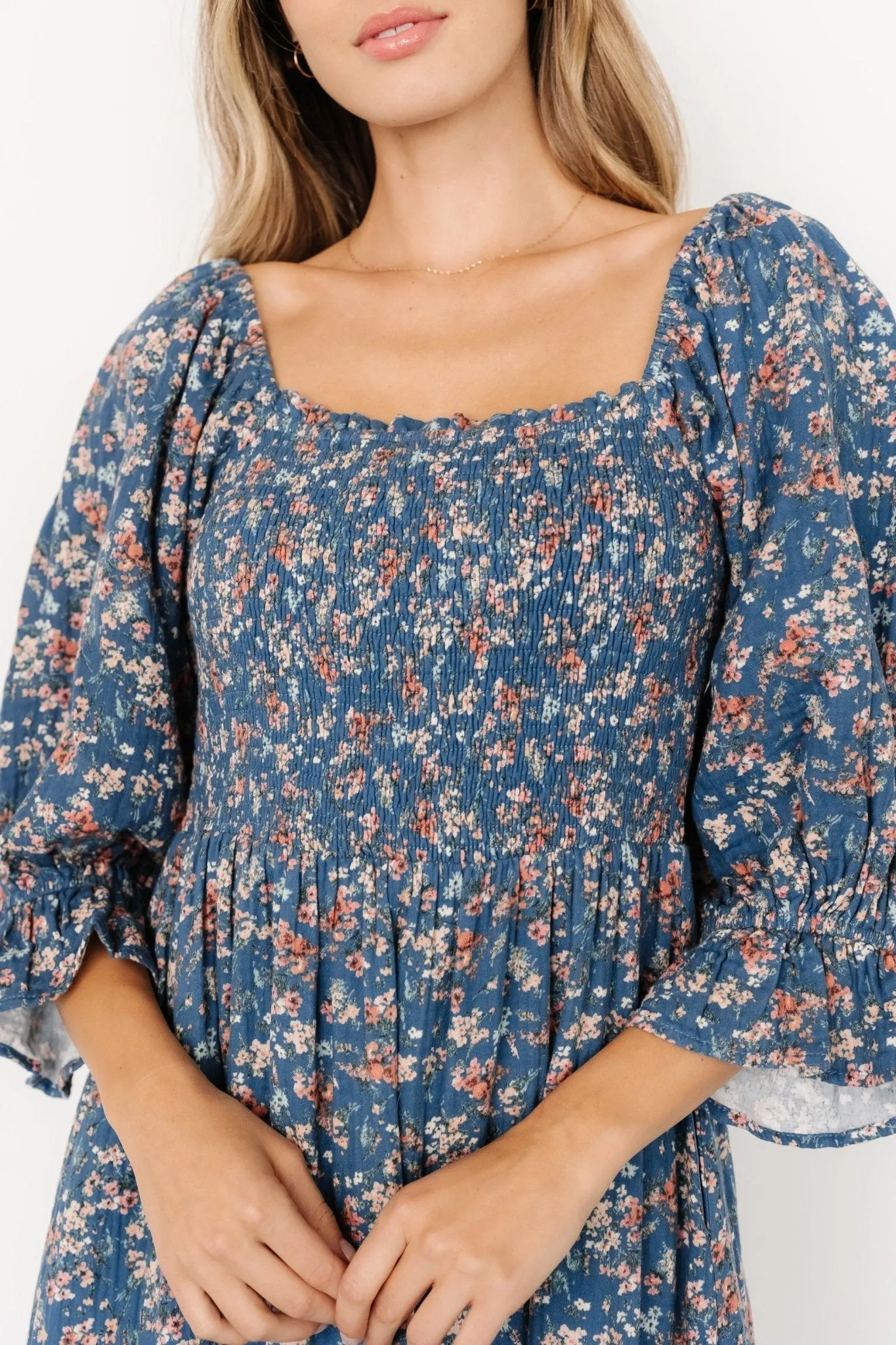 Sedona Smocked Dress | Blue Floral sold by Baltic Born product image thumbnail 2