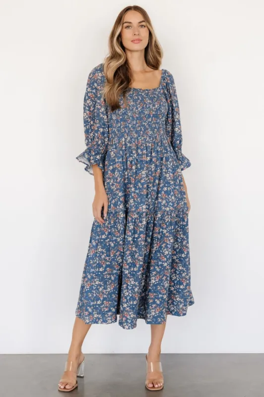 Sedona Smocked Dress | Blue Floral made by Listicle