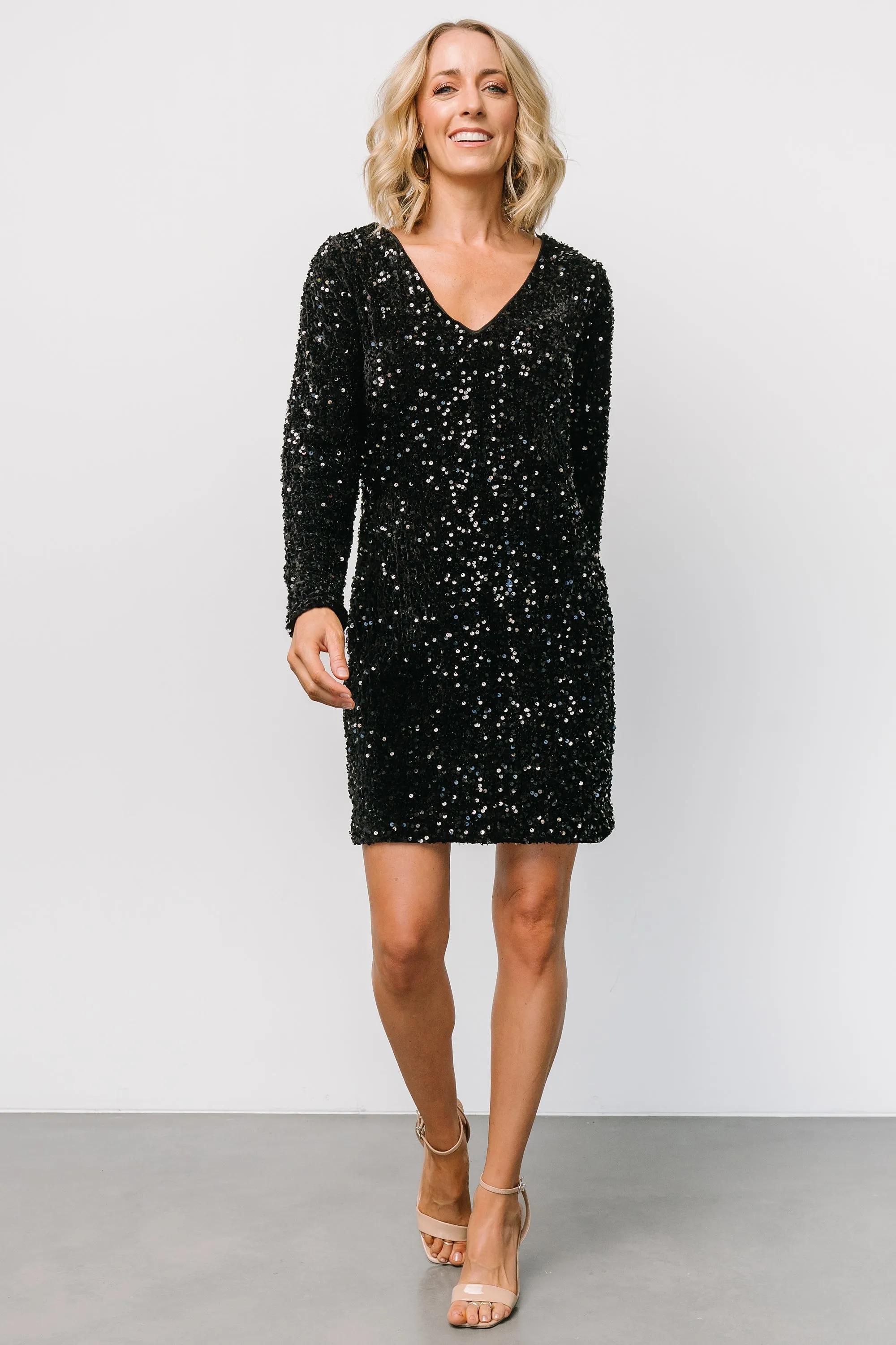 Betty Sequin Short Dress | Black sold by Baltic Born