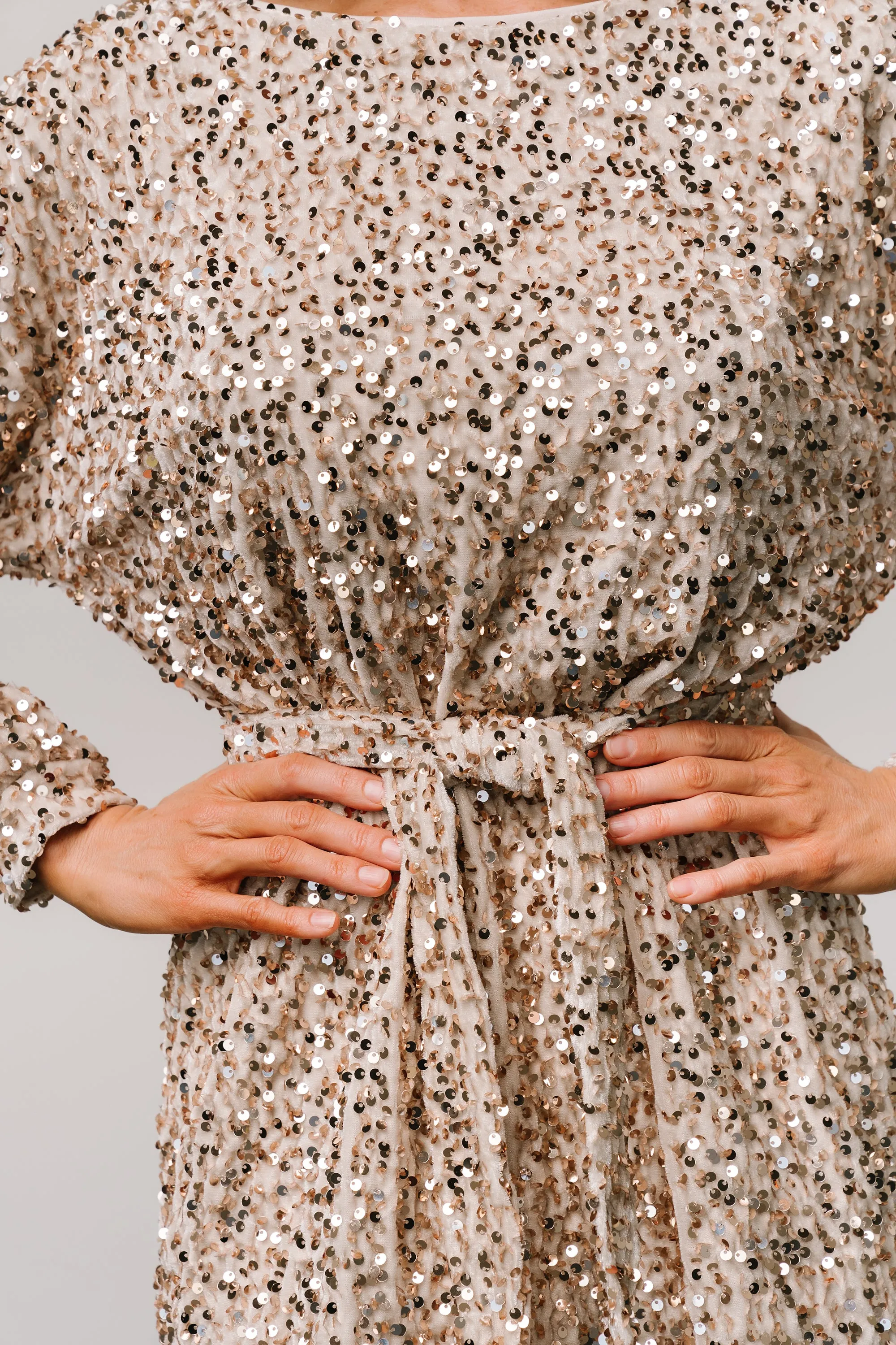 Jelena Sequin Short Dress | Champagne sold by Baltic Born product image thumbnail 2