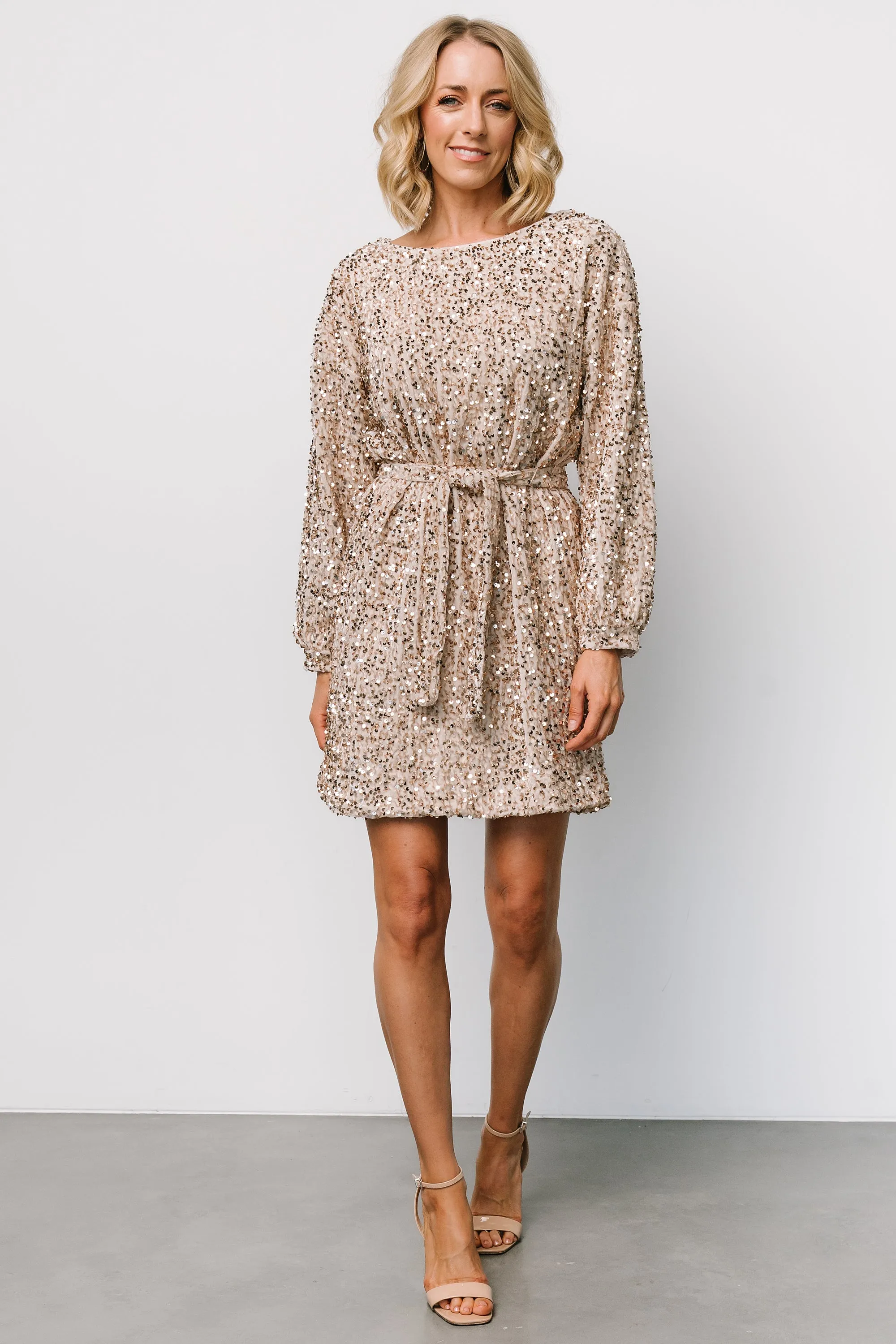 Jelena Sequin Short Dress | Champagne sold by Baltic Born