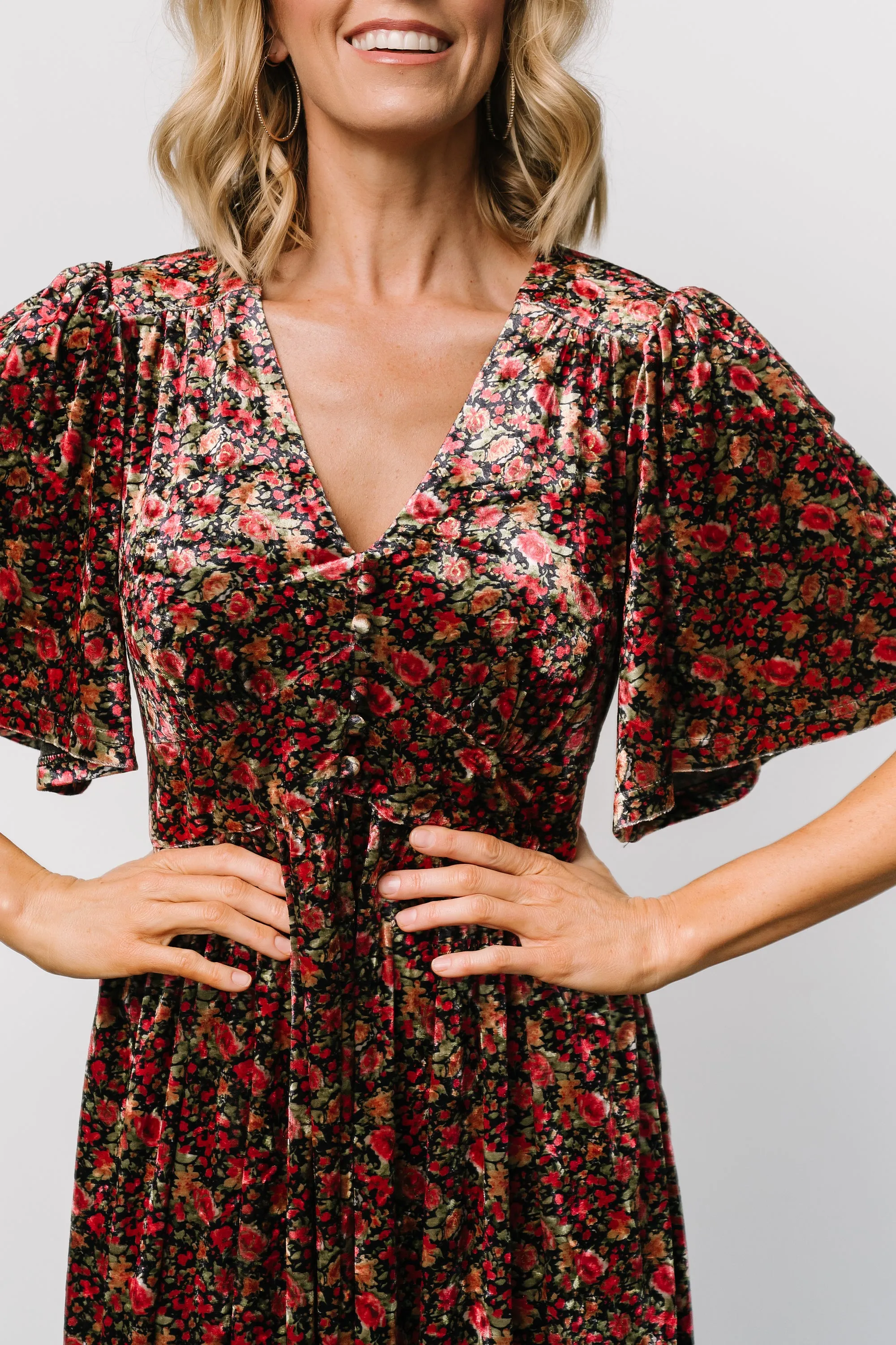 Irina Velvet Maxi Dress | Black Multi Floral sold by Baltic Born product image thumbnail 2