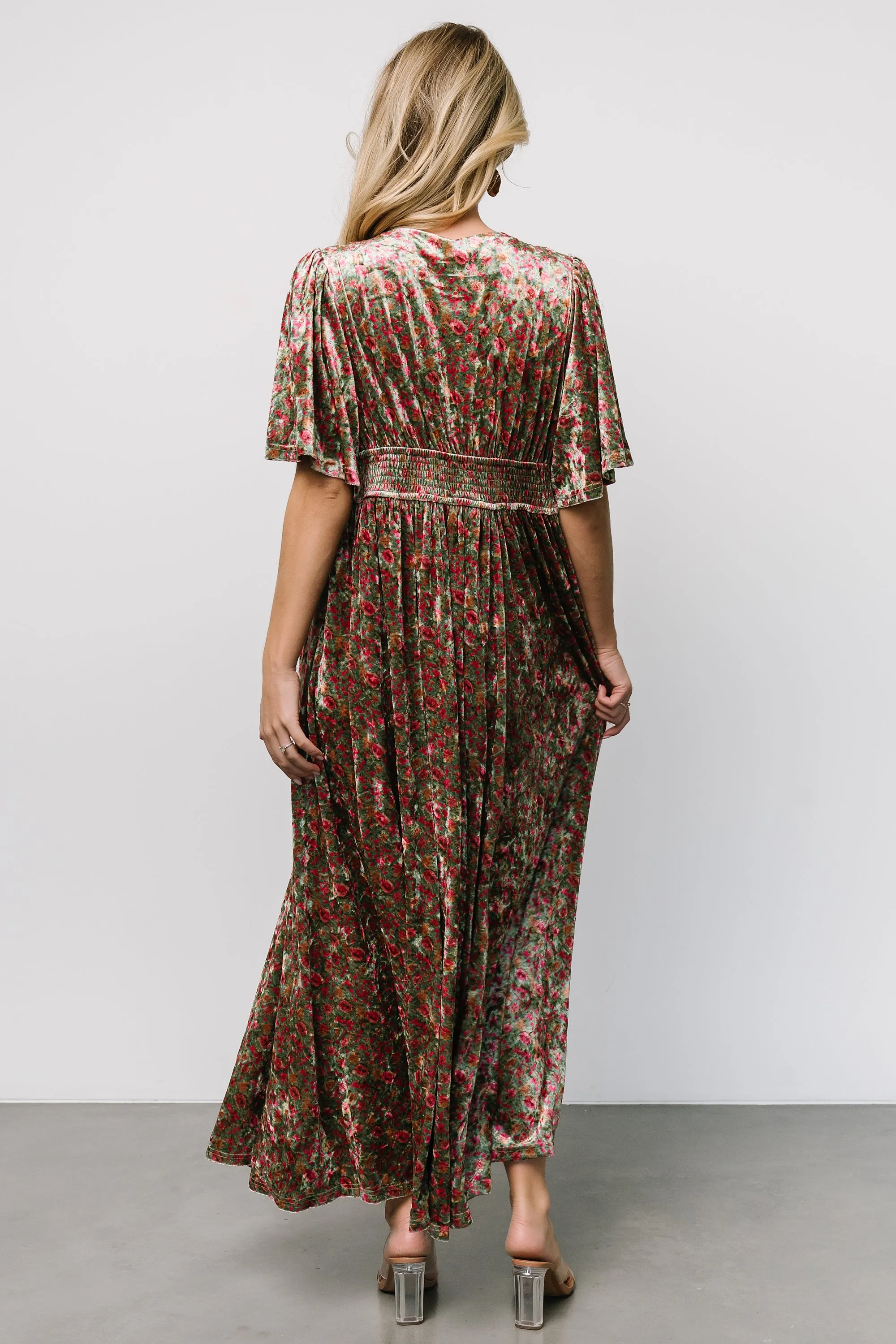 Irina Velvet Maxi Dress | Green Multi Floral sold by Baltic Born product image thumbnail 4