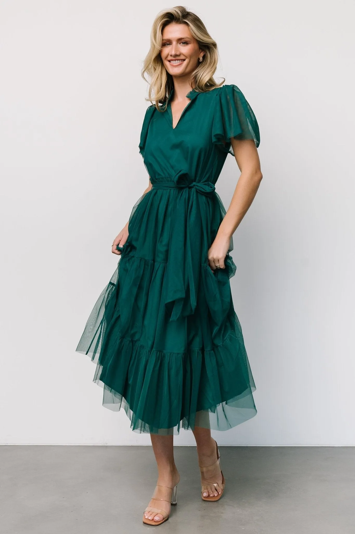 Medina Tulle Midi Dress | Emerald sold by Baltic Born