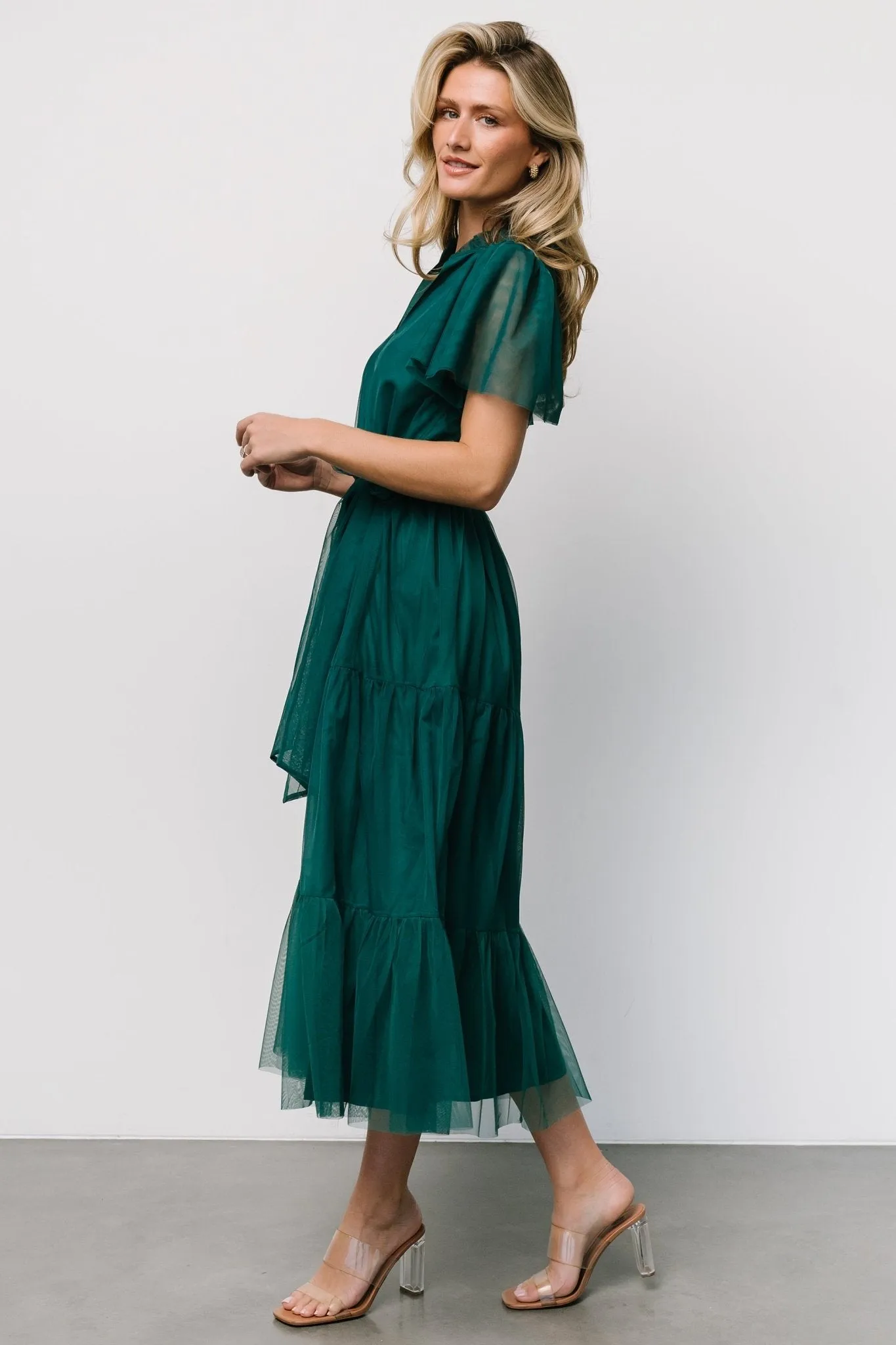 Medina Tulle Midi Dress | Emerald sold by Baltic Born product image thumbnail 3